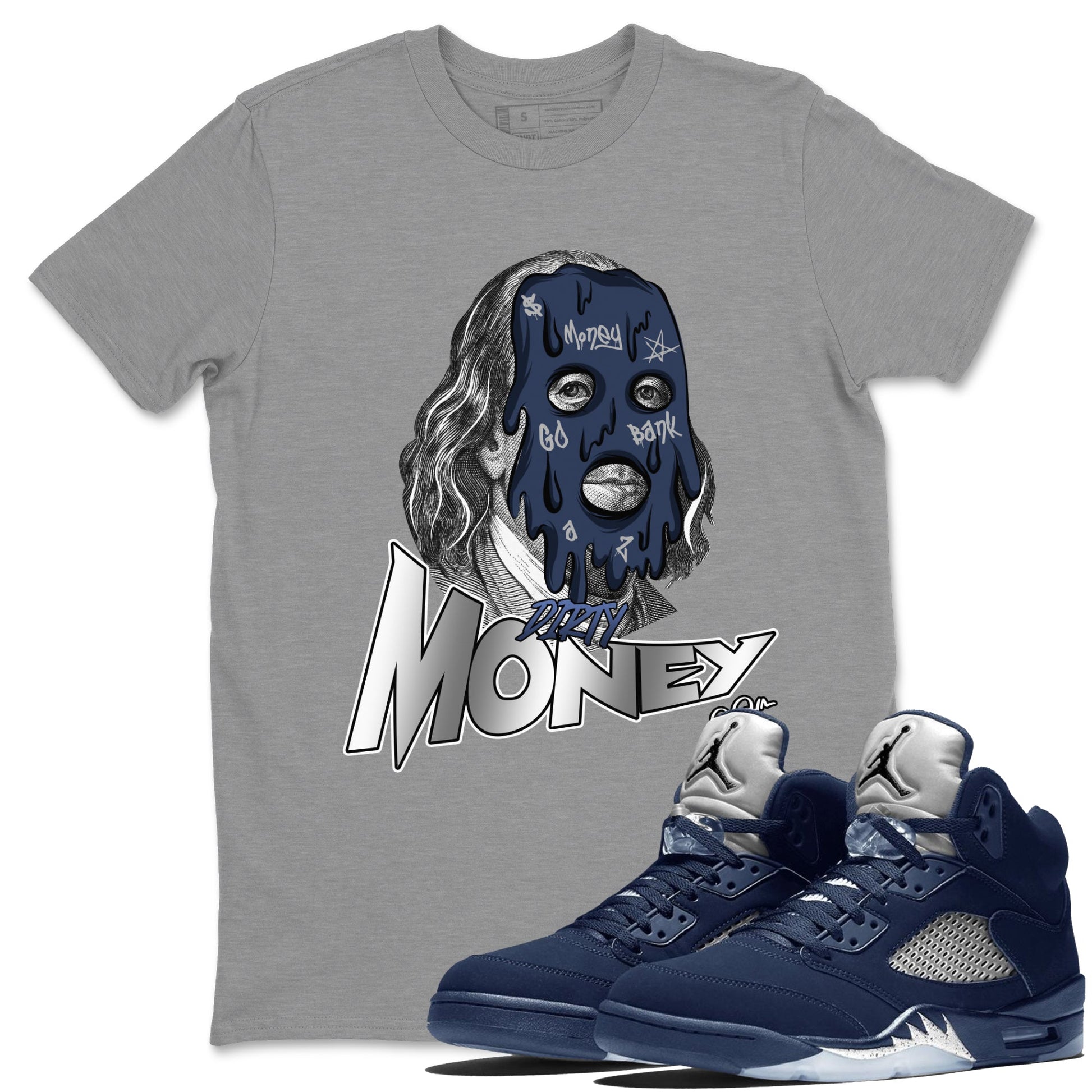 Air Jordan 5 Georgetown Sneaker Match Tees Dirty Money Sneaker Tees AJ5 Georgetown Sneaker Release Tees Unisex Shirts Heather Grey 1
