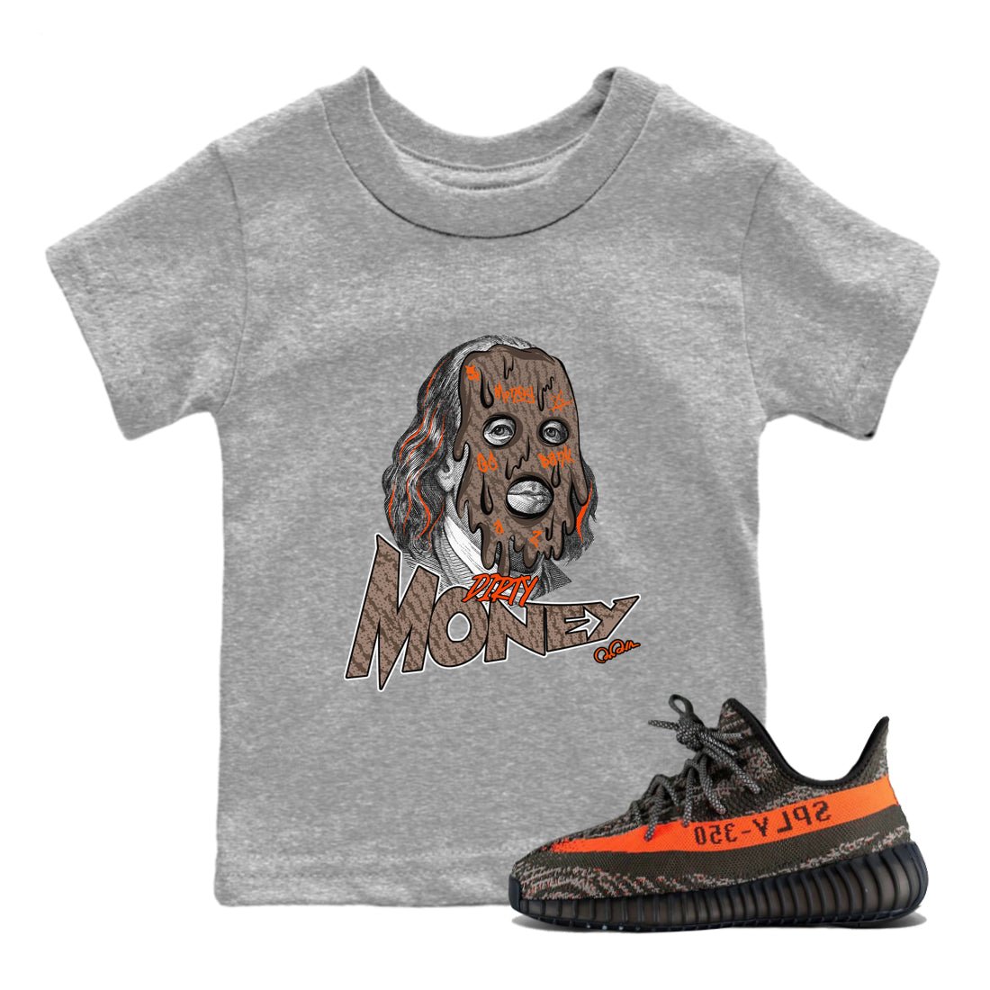 Yeezy 350 Carbon Beluga shirt to match jordans Dirty Money sneaker tees Adidas Yeezy Boost 350 Carbon Beluga SNRT Sneaker Release Tees Baby Toddler Heather Grey 1 T-Shirt