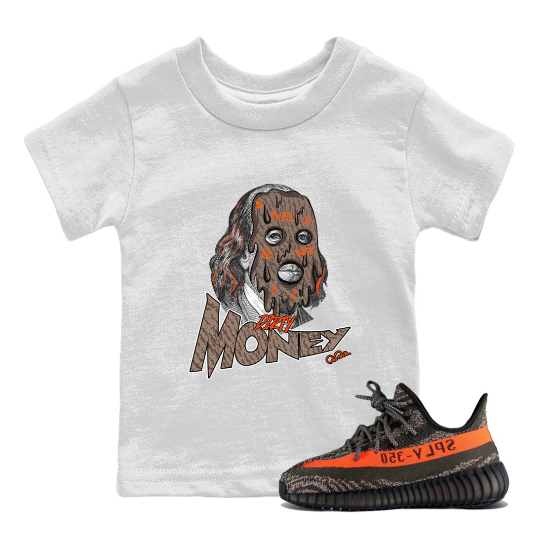 Yeezy 350 Carbon Beluga shirt to match jordans Dirty Money sneaker tees Adidas Yeezy Boost 350 Carbon Beluga SNRT Sneaker Release Tees Baby Toddler White 1 T-Shirt