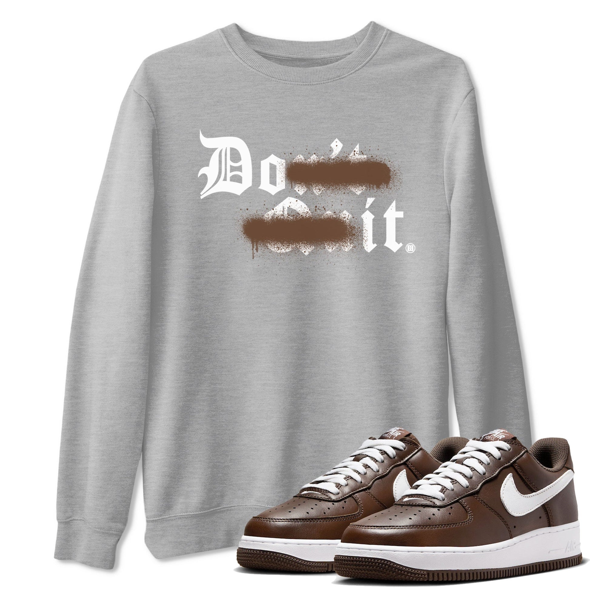 AF1 Chocolate shirt to match jordans Don't Quit Do It sneaker tees Air Force 1 Chocolate SNRT Sneaker Release Tees Cotton Sneaker Tee Heather Grey 1 T-Shirt