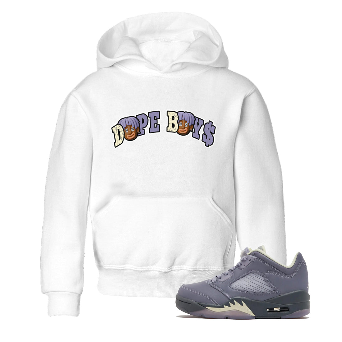 Air Jordan 5 Indigo Haze Sneaker Match Tees Dope Boys Sneaker Tees AJ5 Indigo Haze Sneaker Release Tees Kids Shirts White 1