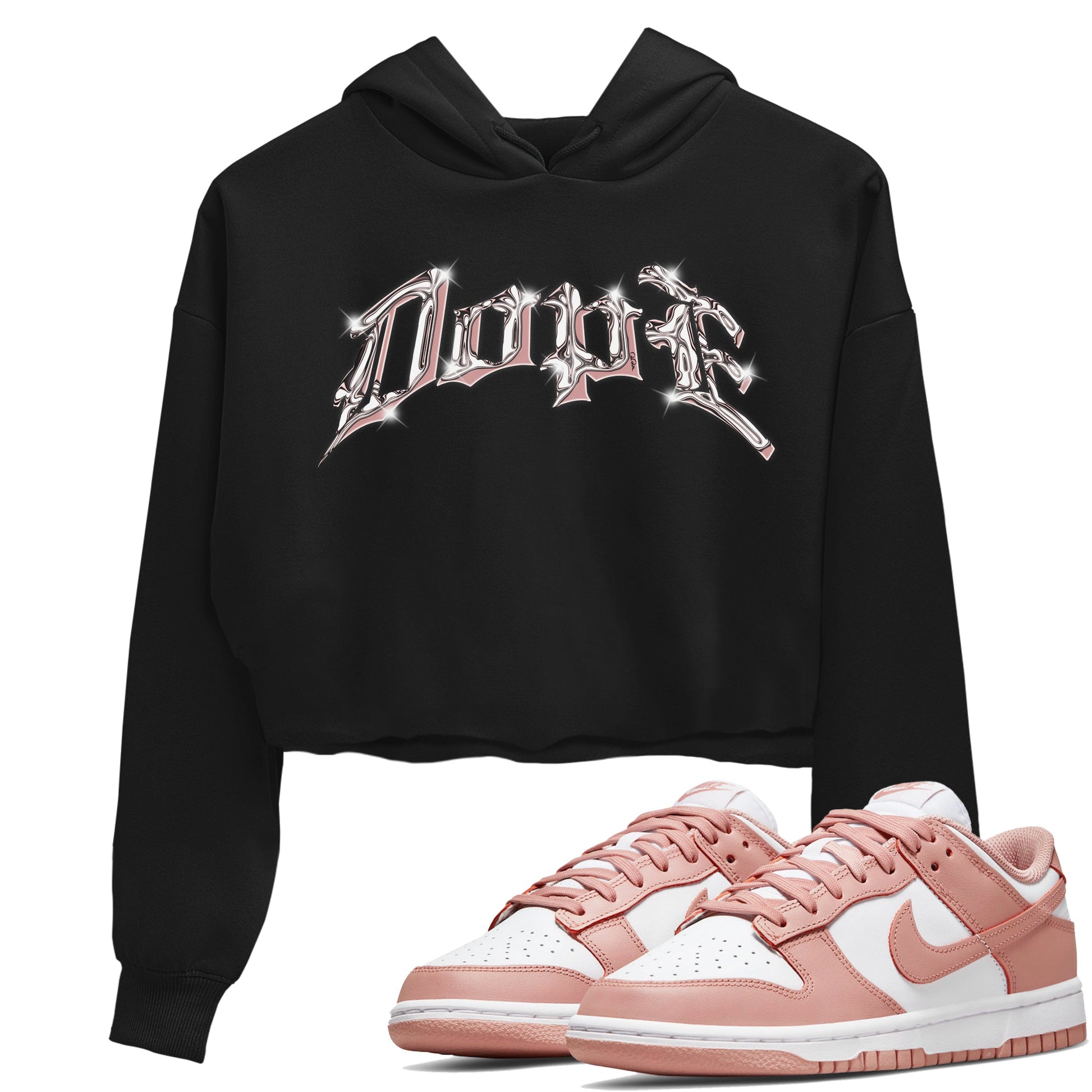 Dunk Rose Whisper shirt to match jordans Dope sneaker tees Nike Dunk LowRose Whisper SNRT Sneaker Release Tees Black 1 Crop T-Shirt