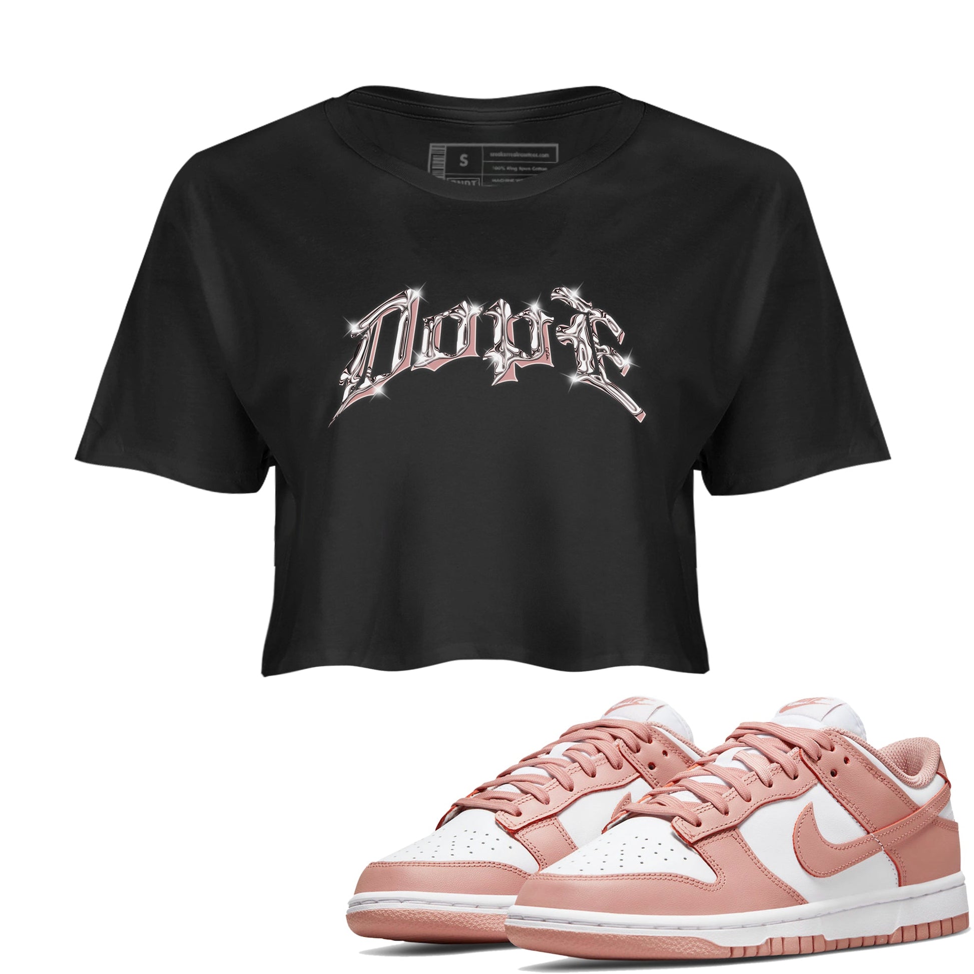 Dunk Rose Whisper shirt to match jordans Dope sneaker tees Nike Dunk LowRose Whisper SNRT Sneaker Release Tees Black 1 Crop T-Shirt
