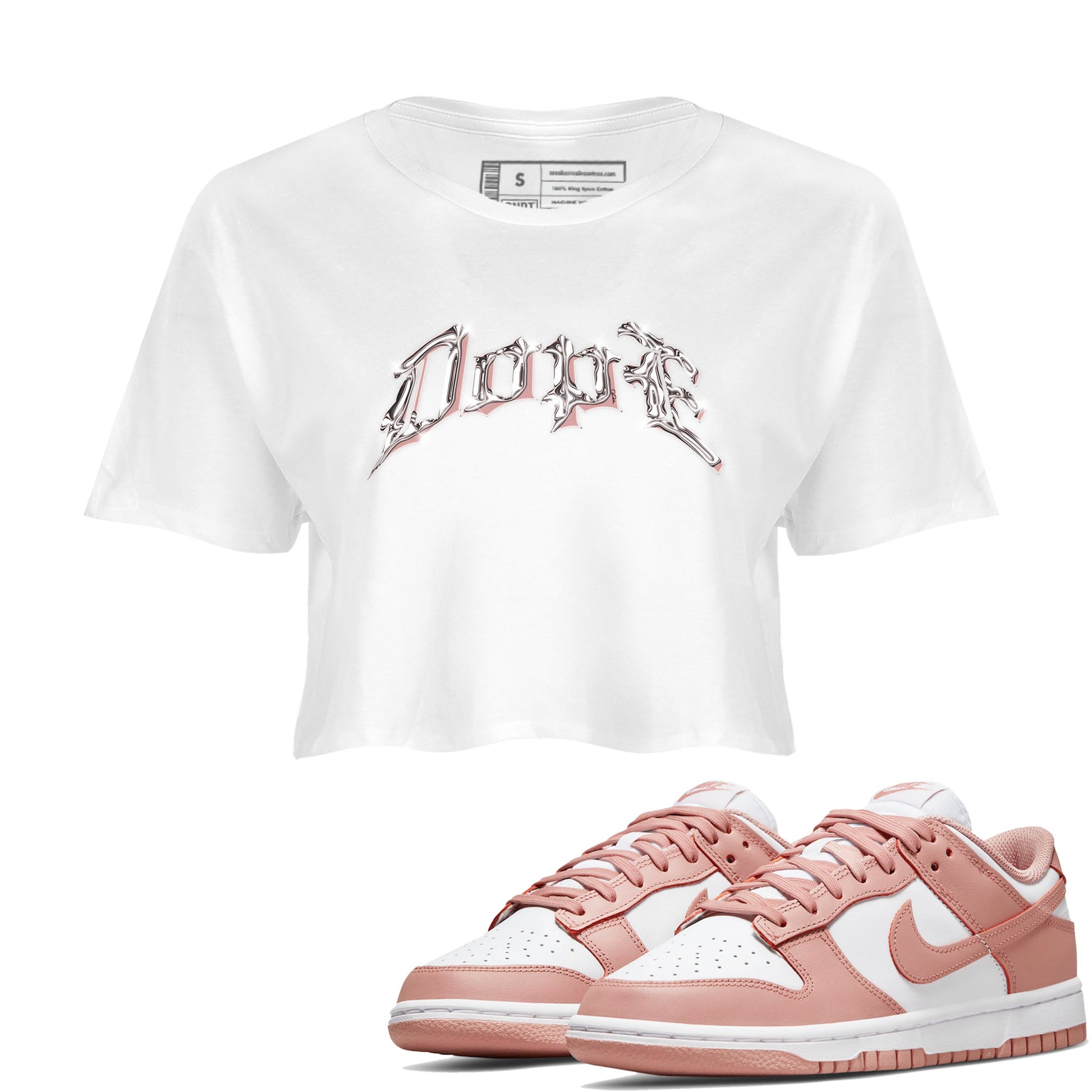 Dunk Rose Whisper shirt to match jordans Dope sneaker tees Nike Dunk LowRose Whisper SNRT Sneaker Release Tees White 1 Crop T-Shirt
