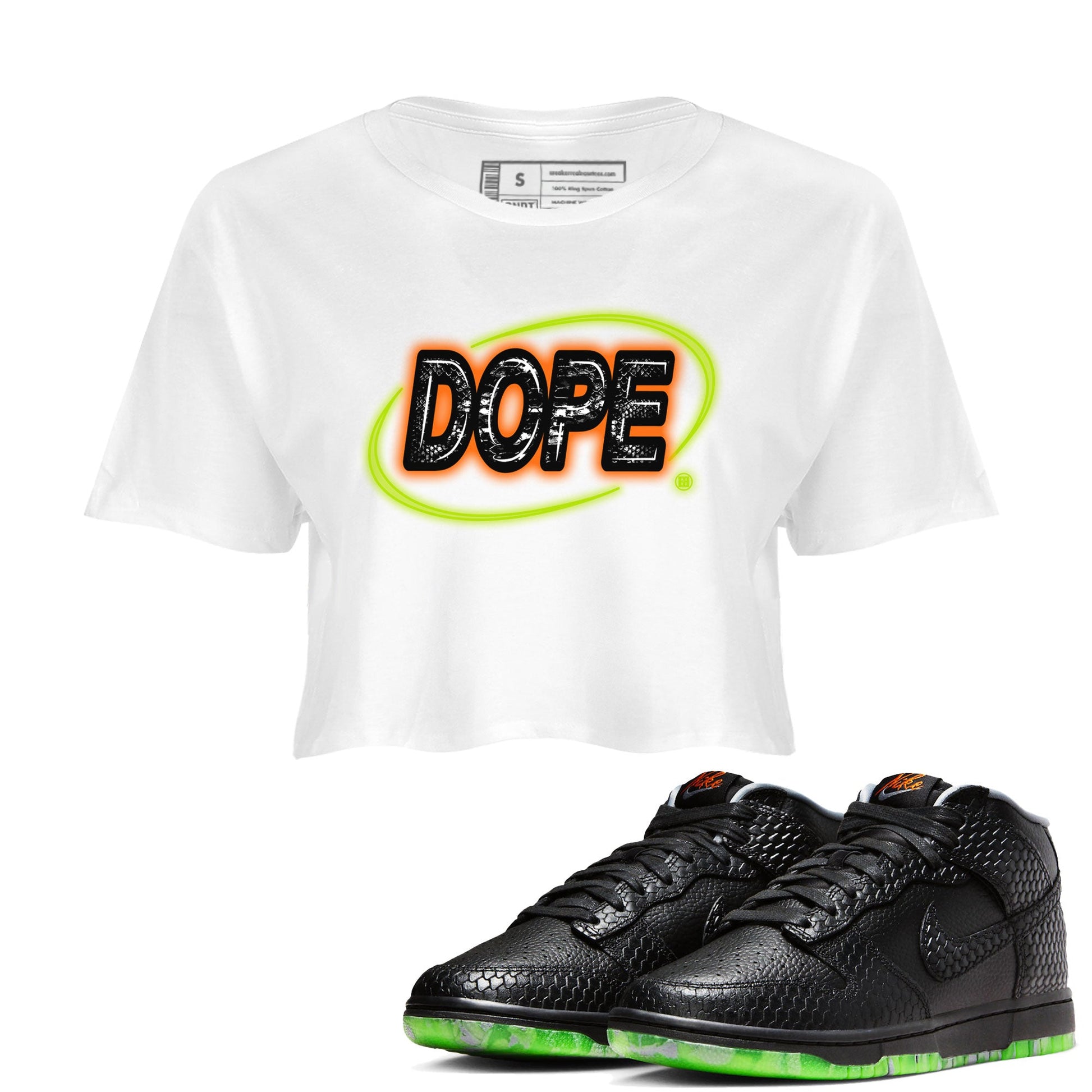 Nike Dunk Mid Halloween shirt to match jordans Dope Neon Sign sneaker tees Dunk Mid Halloween SNRT Sneaker Tees White 1 Crop T-Shirt