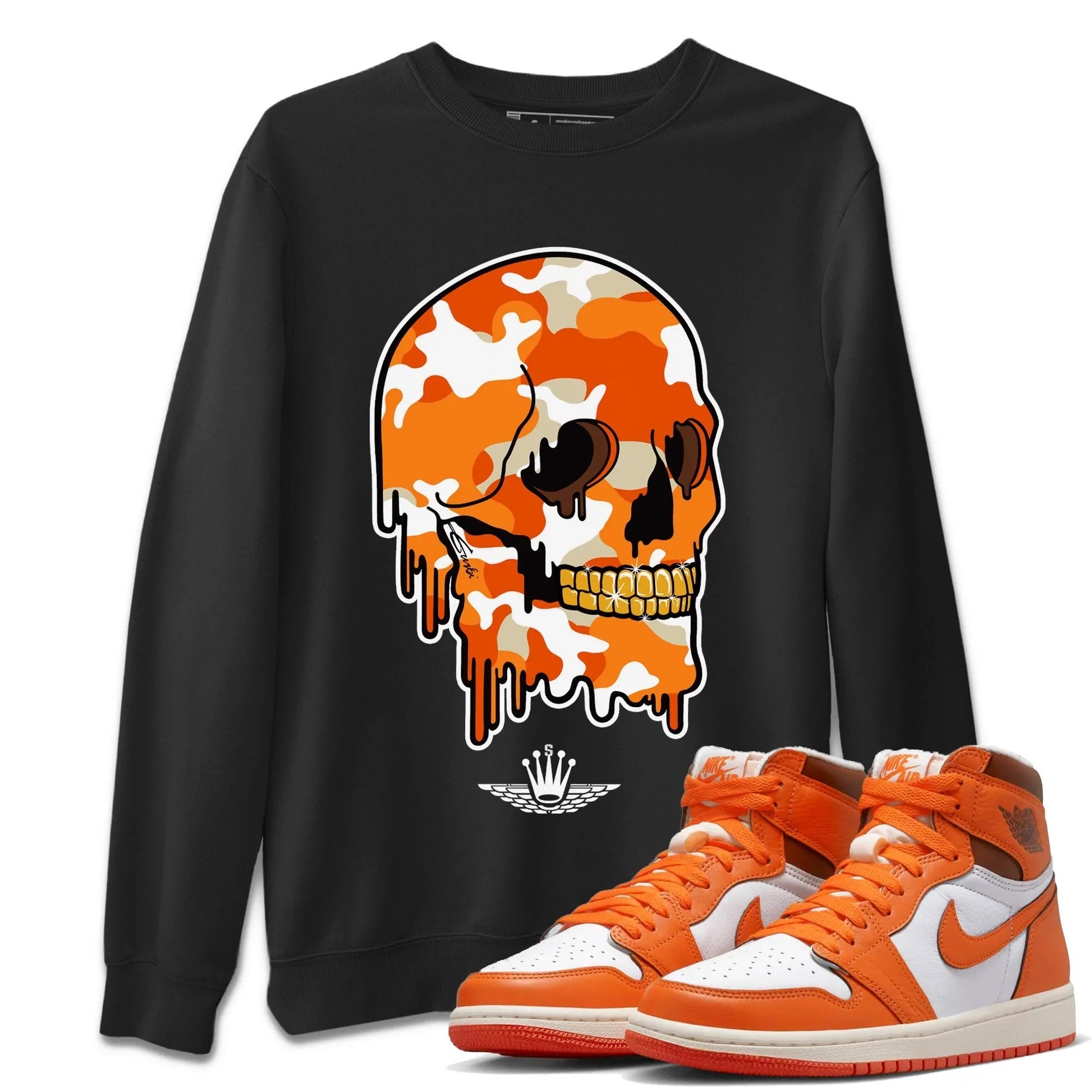 Jordan 1 Starfish unique Halloween sneaker tee Dripping Camo Skull Sneaker Tees Jordan 1 Starfish Sneaker Release Tees Unisex Shirts