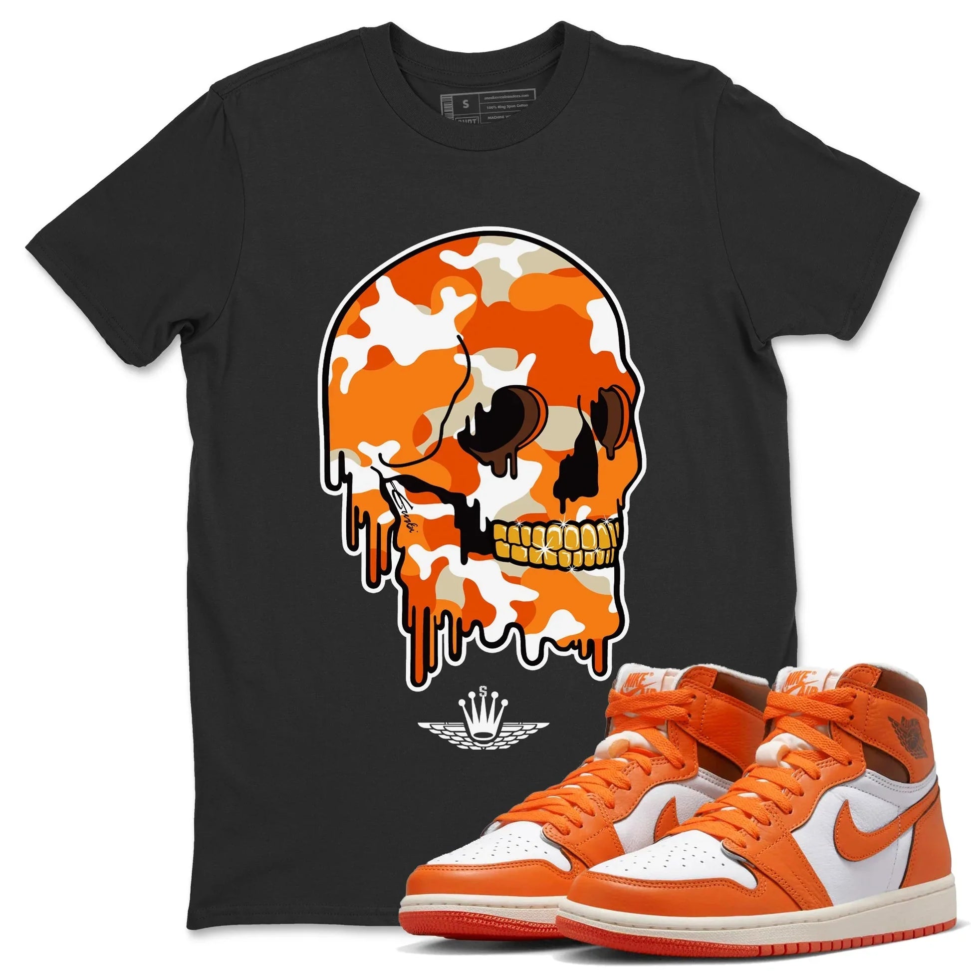 Jordan 1 Starfish unique Halloween sneaker tee Dripping Camo Skull Sneaker Tees Jordan 1 Starfish Sneaker Release Tees Unisex Shirts