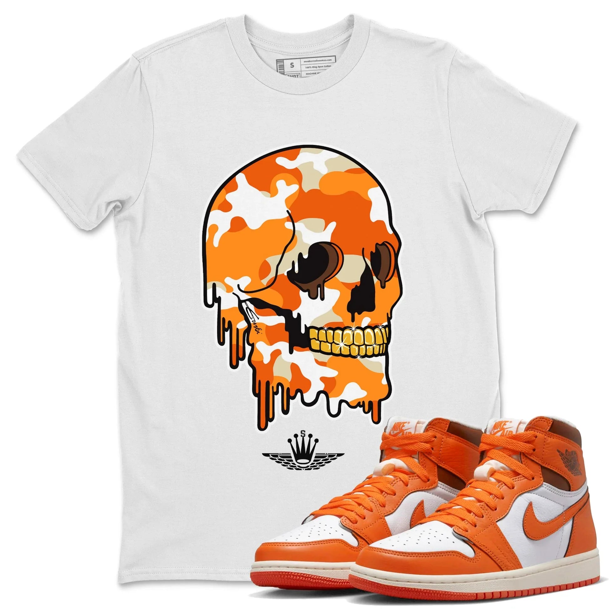 Jordan 1 Starfish unique Halloween sneaker tee Dripping Camo Skull Sneaker Tees Jordan 1 Starfish Sneaker Release Tees Unisex Shirts