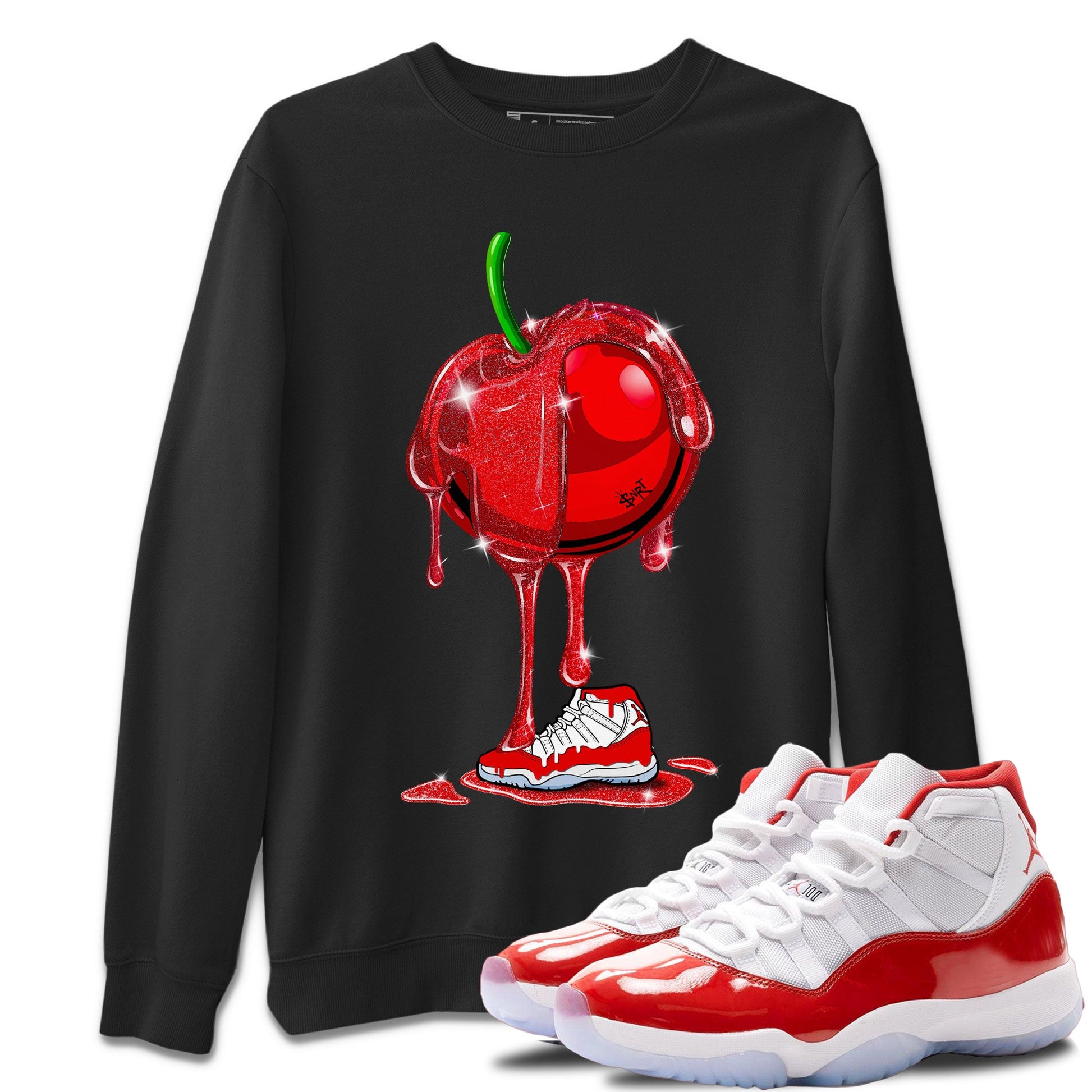 Air Jordan 11 Cherry Sneaker Match Tees Dripping Cherries Sneaker Tees 11s Retro Cherry SNRT Sneaker Release Tees Unisex Shirts Black 1