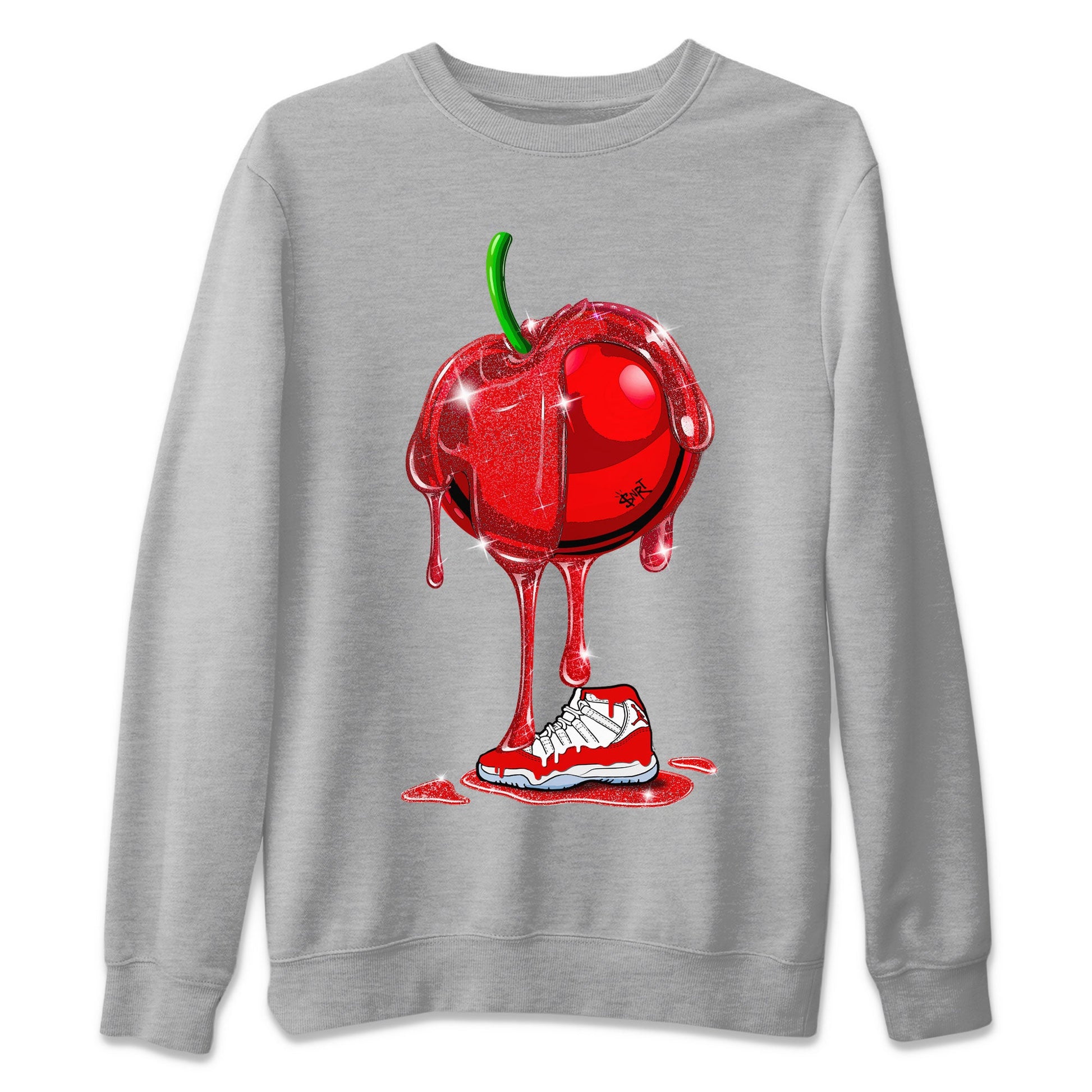 Air Jordan 11 Cherry Sneaker Match Tees Dripping Cherries Sneaker Tees 11s Retro Cherry SNRT Sneaker Release Tees Unisex Shirts Heather Grey 2