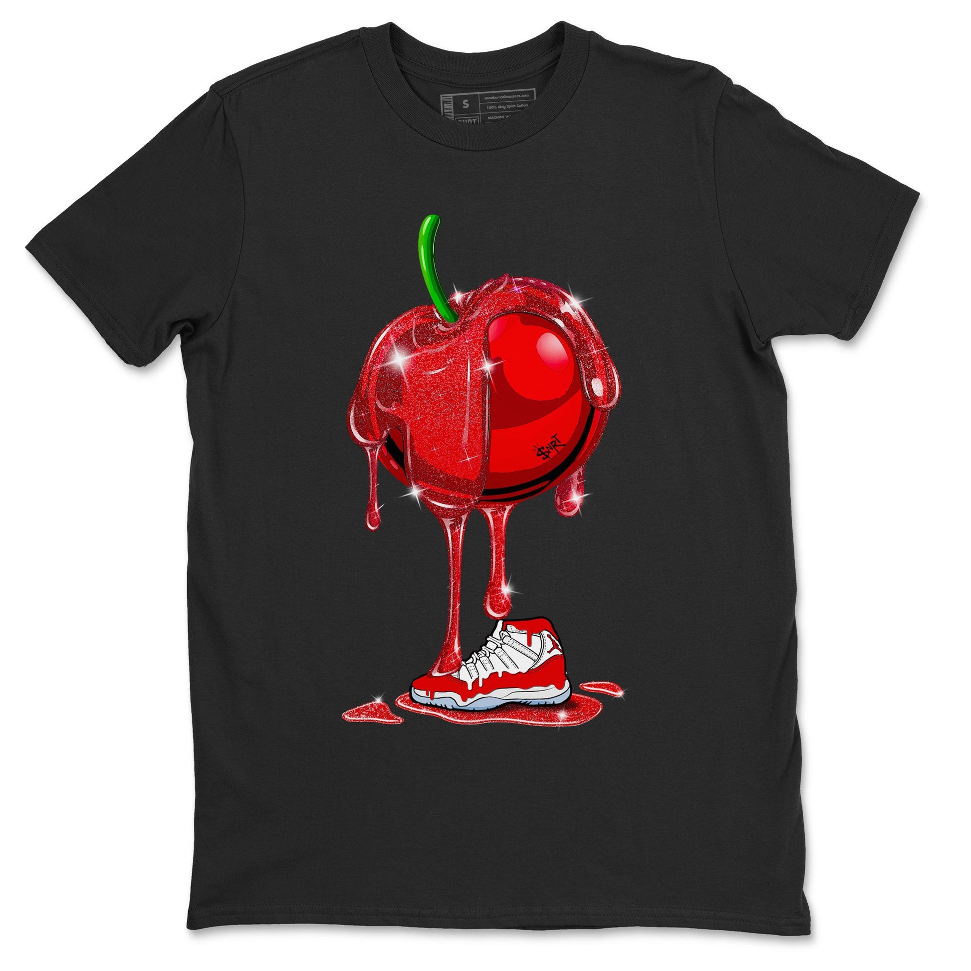 Air Jordan 11 Cherry Sneaker Match Tees Dripping Cherries Sneaker Tees 11s Retro Cherry SNRT Sneaker Release Tees Unisex Shirts Black 2