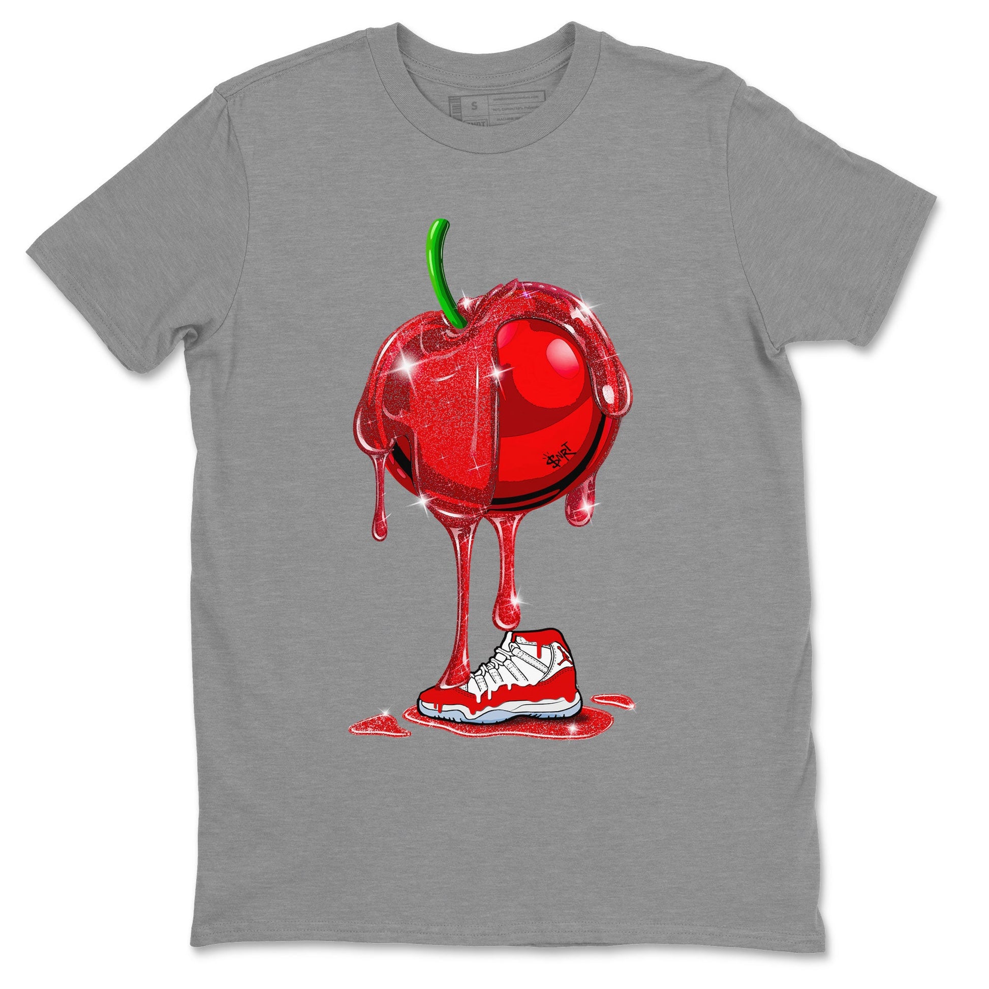 Air Jordan 11 Cherry Sneaker Match Tees Dripping Cherries Sneaker Tees 11s Retro Cherry SNRT Sneaker Release Tees Unisex Shirts Heather Grey 2
