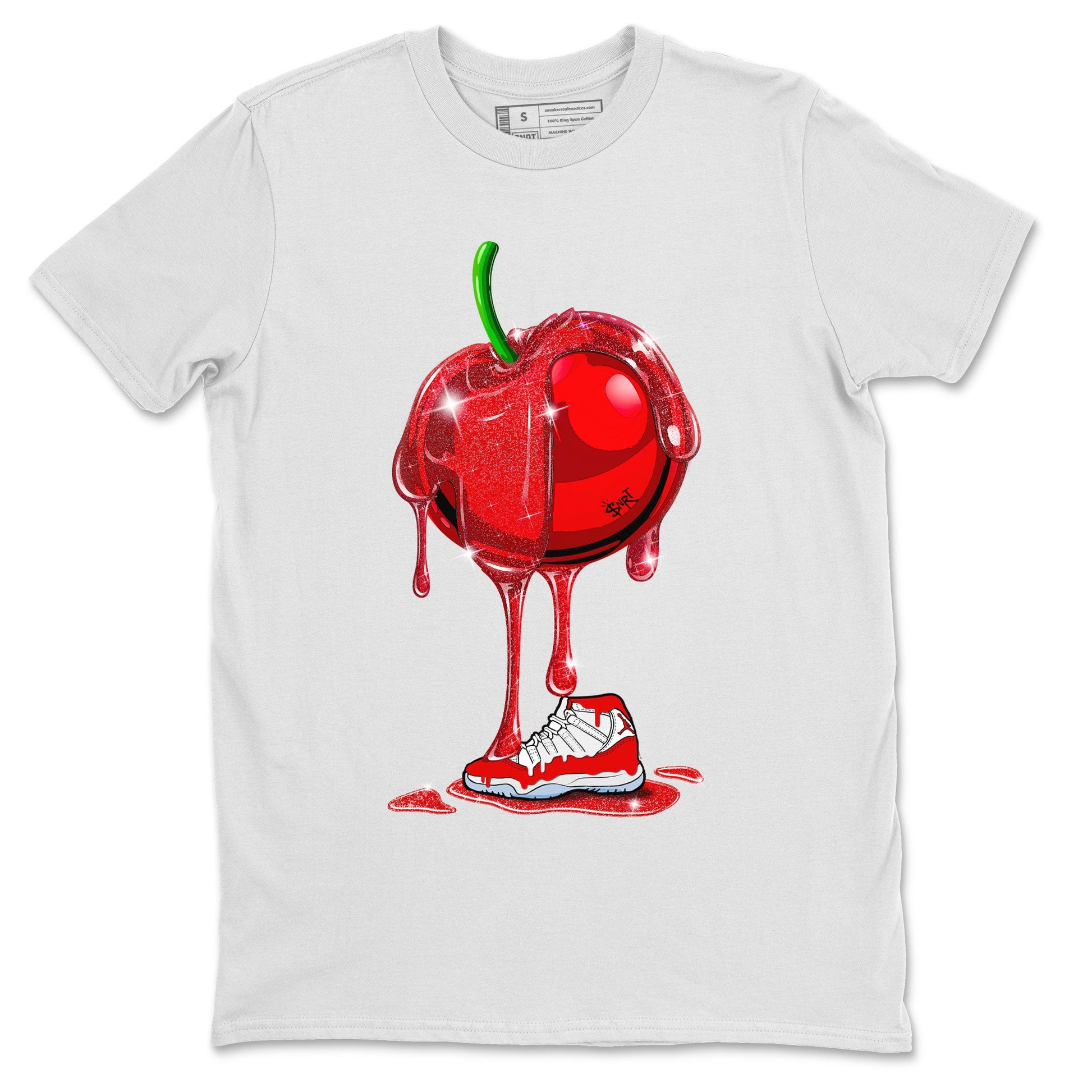 Air Jordan 11 Cherry Sneaker Match Tees Dripping Cherries Sneaker Tees 11s Retro Cherry SNRT Sneaker Release Tees Unisex Shirts White 2