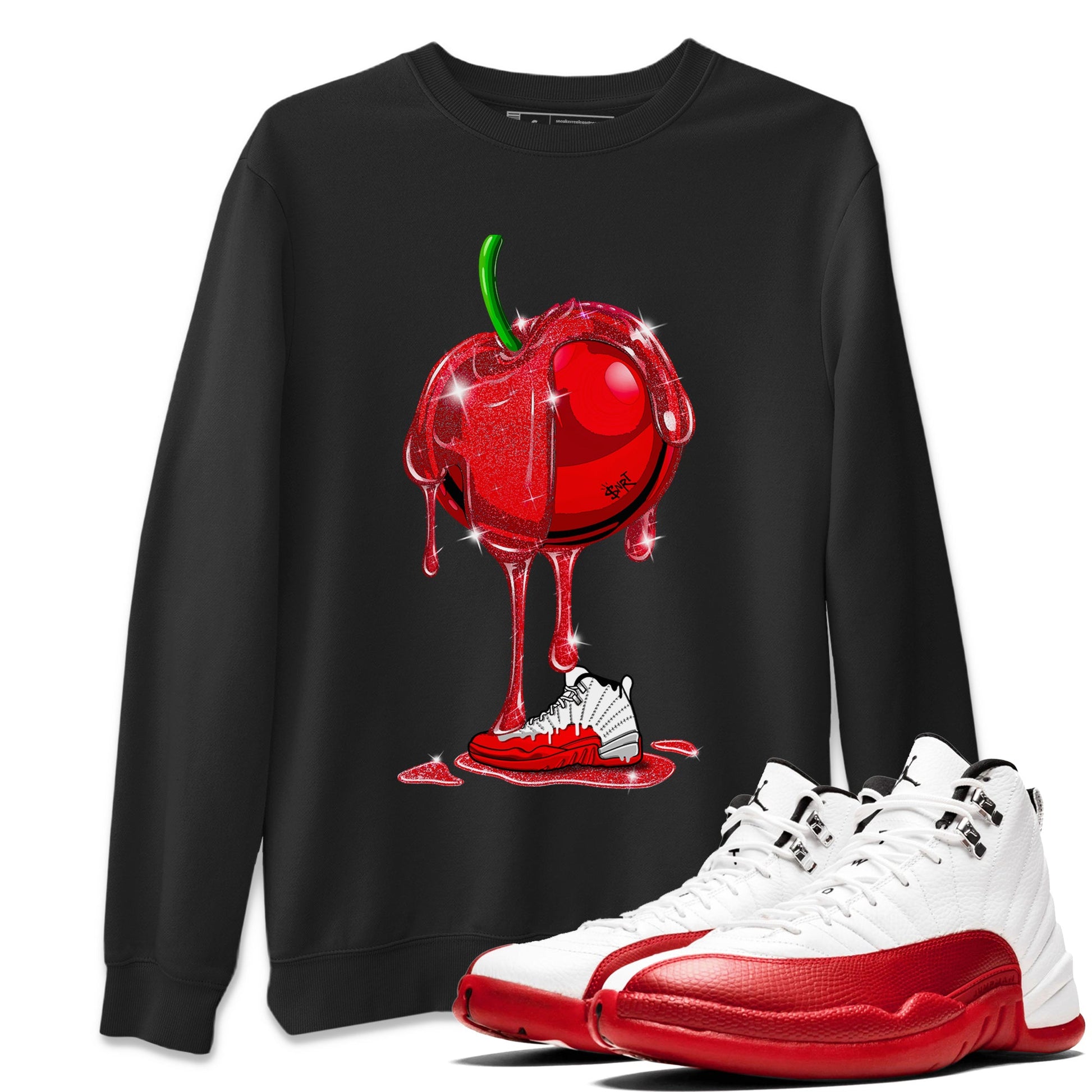 Air Jordan 12 Cherry Sneaker Match Tees Dripping Cherries Sneaker Tees Air Jordan 12 Cherry SNRT Sneaker Release Tees Unisex Shirts Black 1
