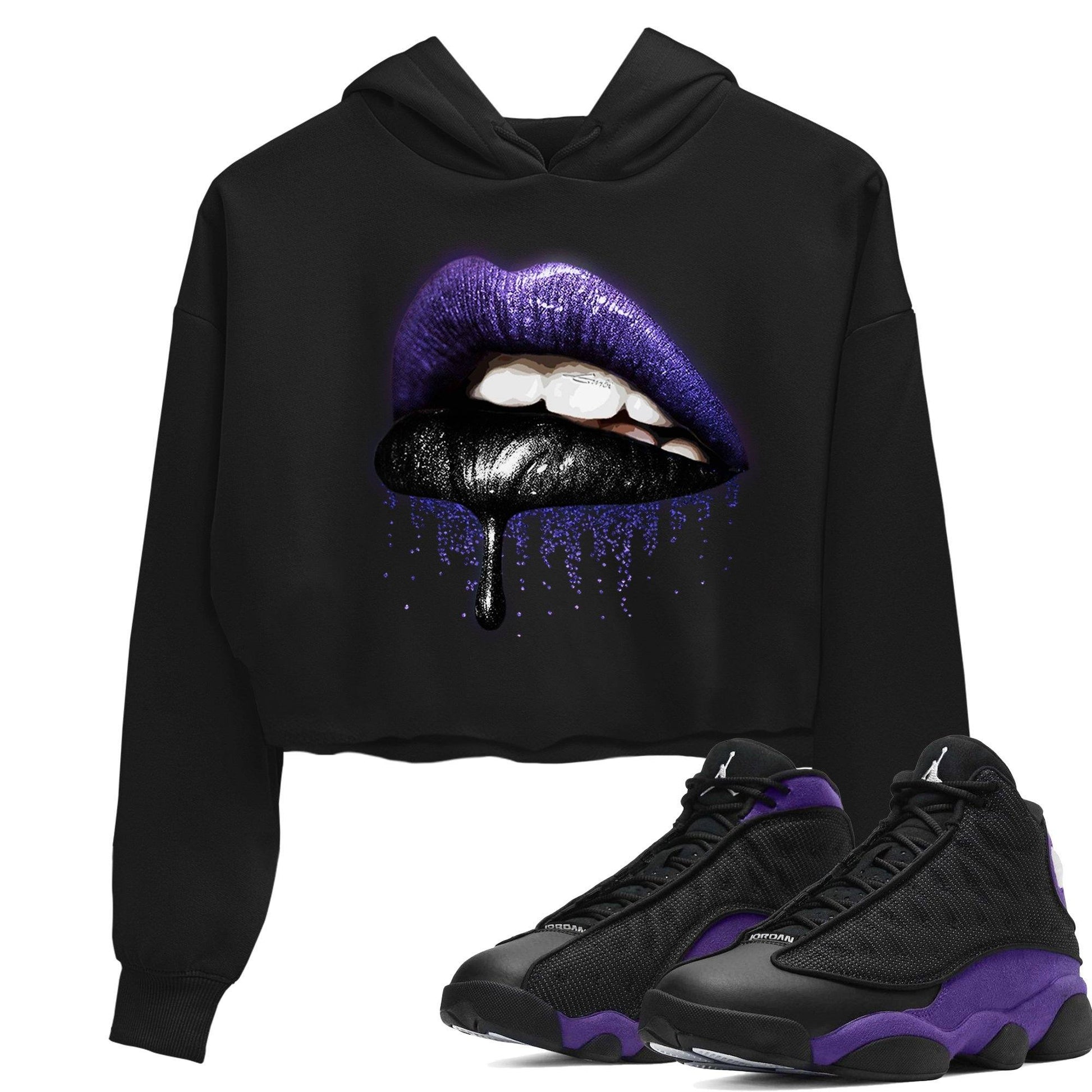 Jordan 13 Court Purple Sneaker Match Tees Dripping Lips Sneaker Tees Jordan 13 Court Purple Sneaker Release Tees Women's Shirts