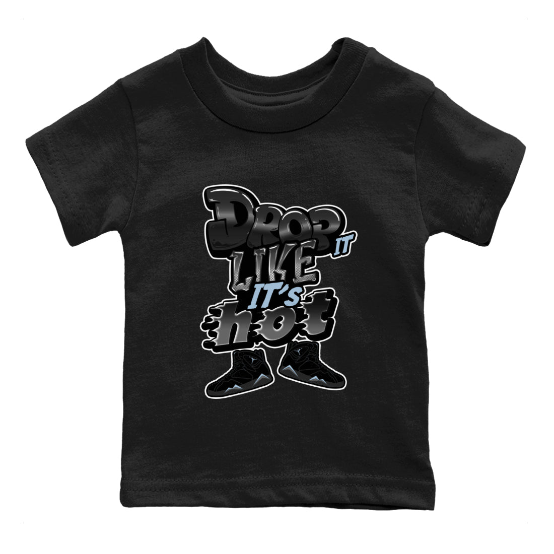 Air Jordan 7 Chambray shirt to match jordans Drop It Like It's Hot sneaker tees AJ7 Chambray SNRT Sneaker Release Tees Baby Toddler Black 2 T-Shirt