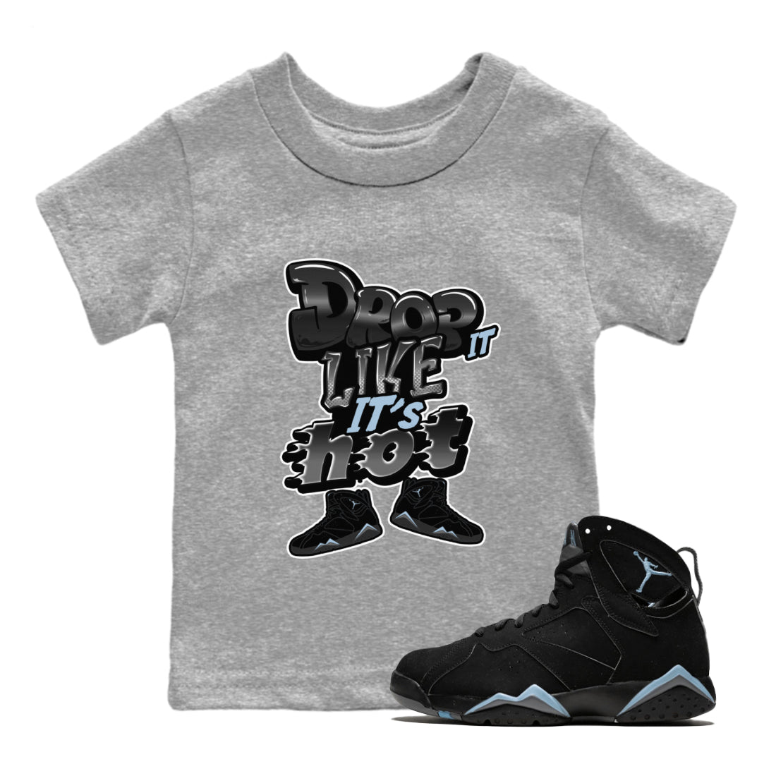 Air Jordan 7 Chambray shirt to match jordans Drop It Like It's Hot sneaker tees AJ7 Chambray SNRT Sneaker Release Tees Baby Toddler Heather Grey 1 T-Shirt