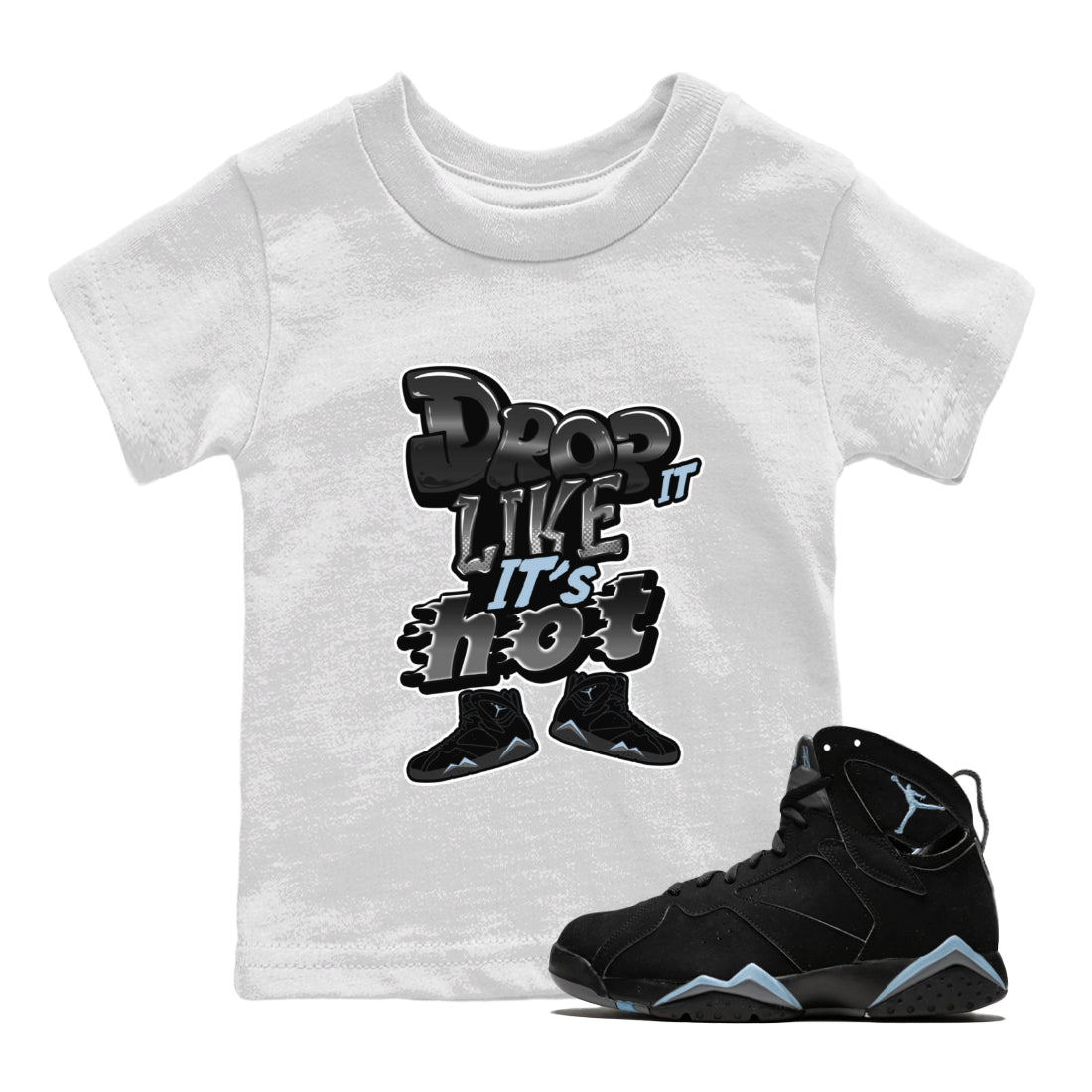 Air Jordan 7 Chambray shirt to match jordans Drop It Like It's Hot sneaker tees AJ7 Chambray SNRT Sneaker Release Tees Baby Toddler White 1 T-Shirt