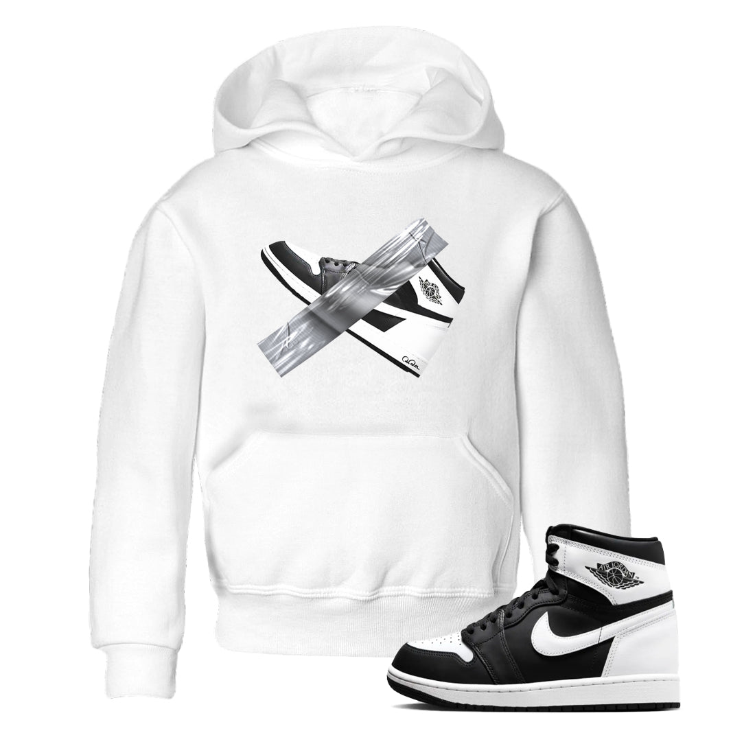 1s Black White shirt to match jordans Duct Tape sneaker tees Air Jordan 1 High OG Black White SNRT sneaker release tees baby toddler White 1 cotton Shirt