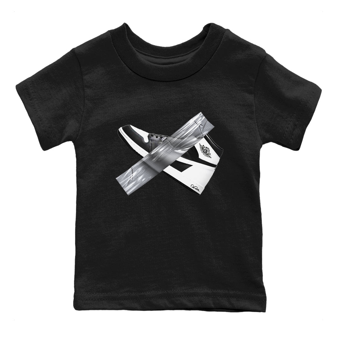 1s Black White shirt to match jordans Duct Tape sneaker tees Air Jordan 1 High OG Black White SNRT sneaker release tees baby toddler Black 2 cotton Shirt