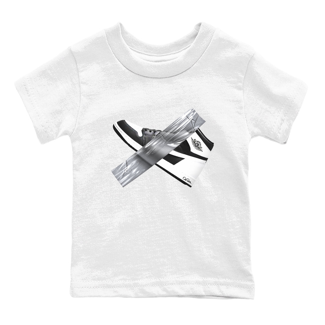 1s Black White shirt to match jordans Duct Tape sneaker tees Air Jordan 1 High OG Black White SNRT sneaker release tees baby toddler White 2 cotton Shirt