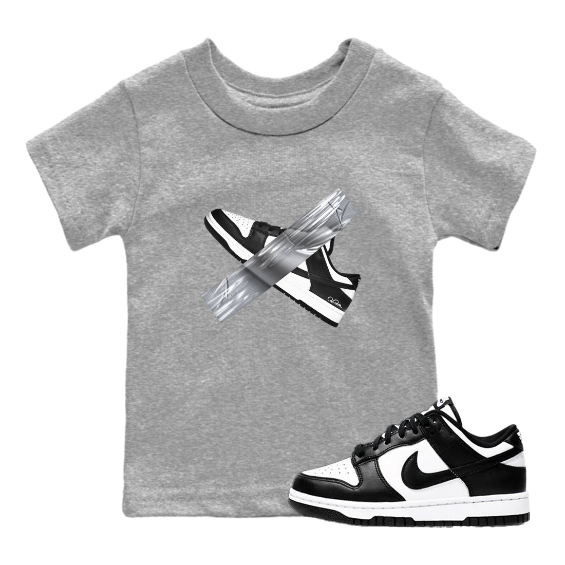 Dunk Panda shirt to match jordans Duct Tape sneaker tees Dunk Panda SNRT sneaker release tees baby toddler Heather Grey 1 cotton Shirt