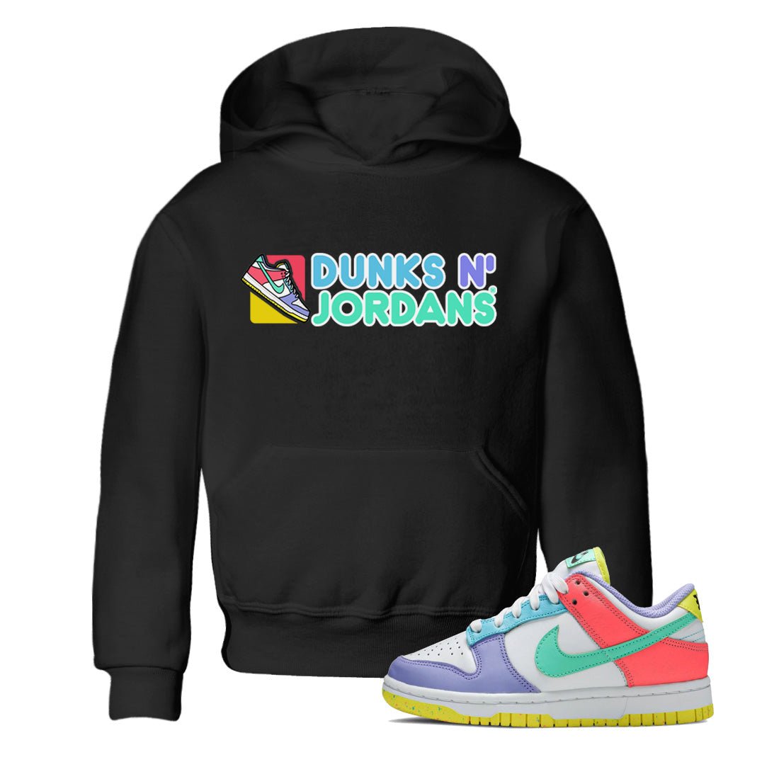 Dunk Easter Candy Dunks N Jordans Baby and Kids Sneaker Tees Holiday Easter T-Shirt Kids Sneaker Tees Washing and Care Tip