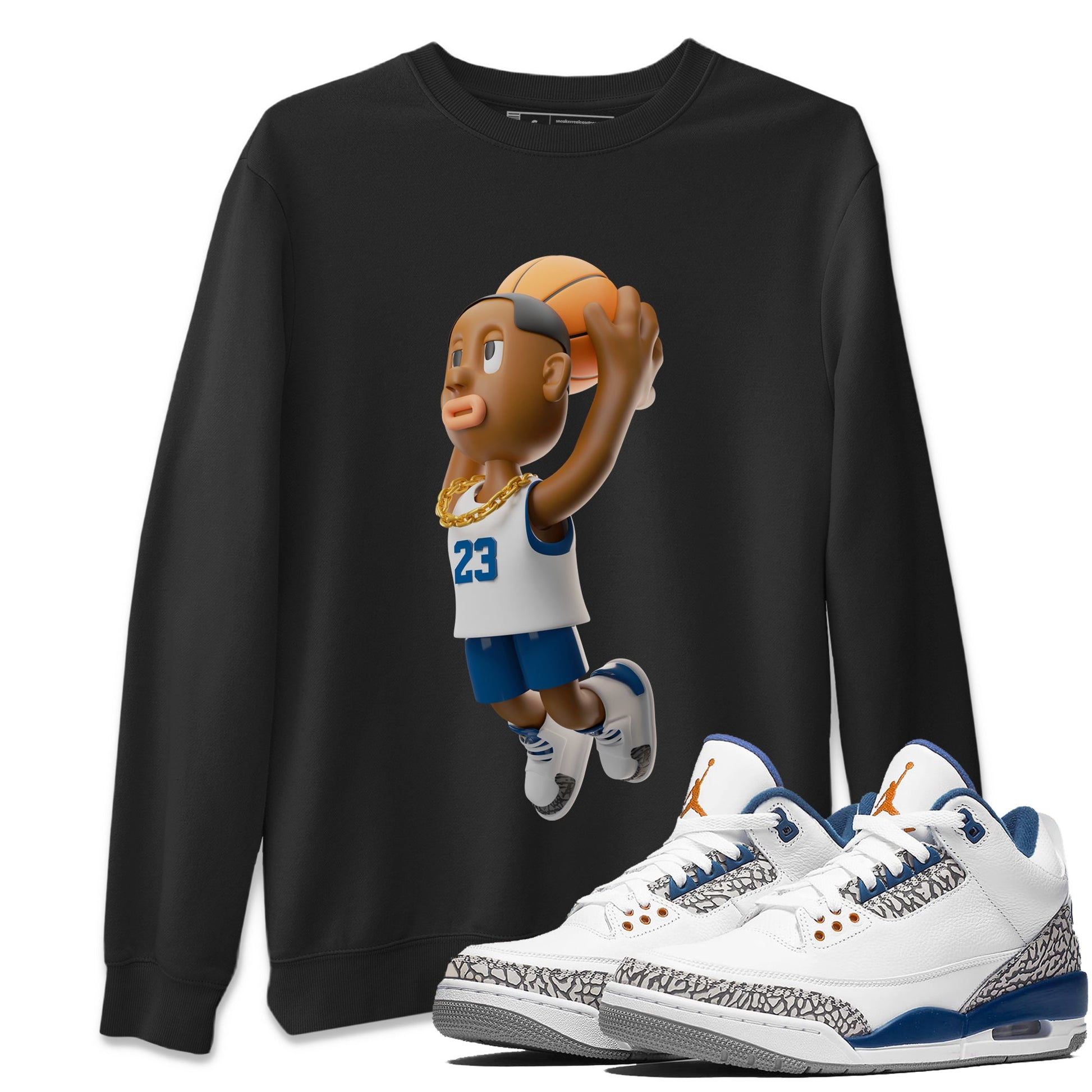 Air Jordan 3 Wizards Sneaker Match Tees Dunkshot Boy Sneaker Tees AJ3 NBA Wizards Sneaker Release Tees Unisex Shirts Black 1