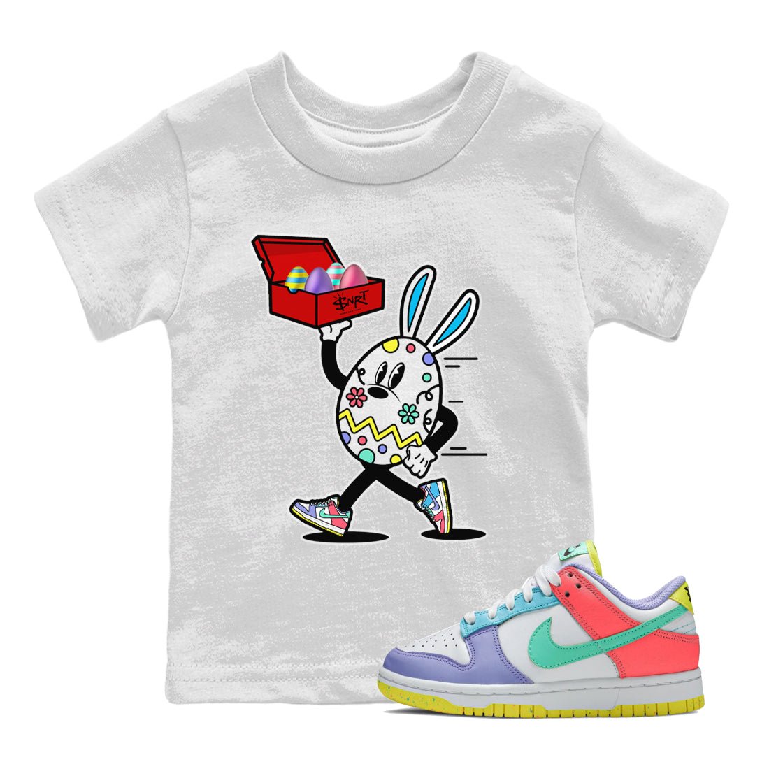 Dunk Easter Candy Sneaker Match Tees Easter Egg Hunter Sneaker Tees Holiday Easter T-Shirt Sneaker Release Tees Kids Shirts White 1