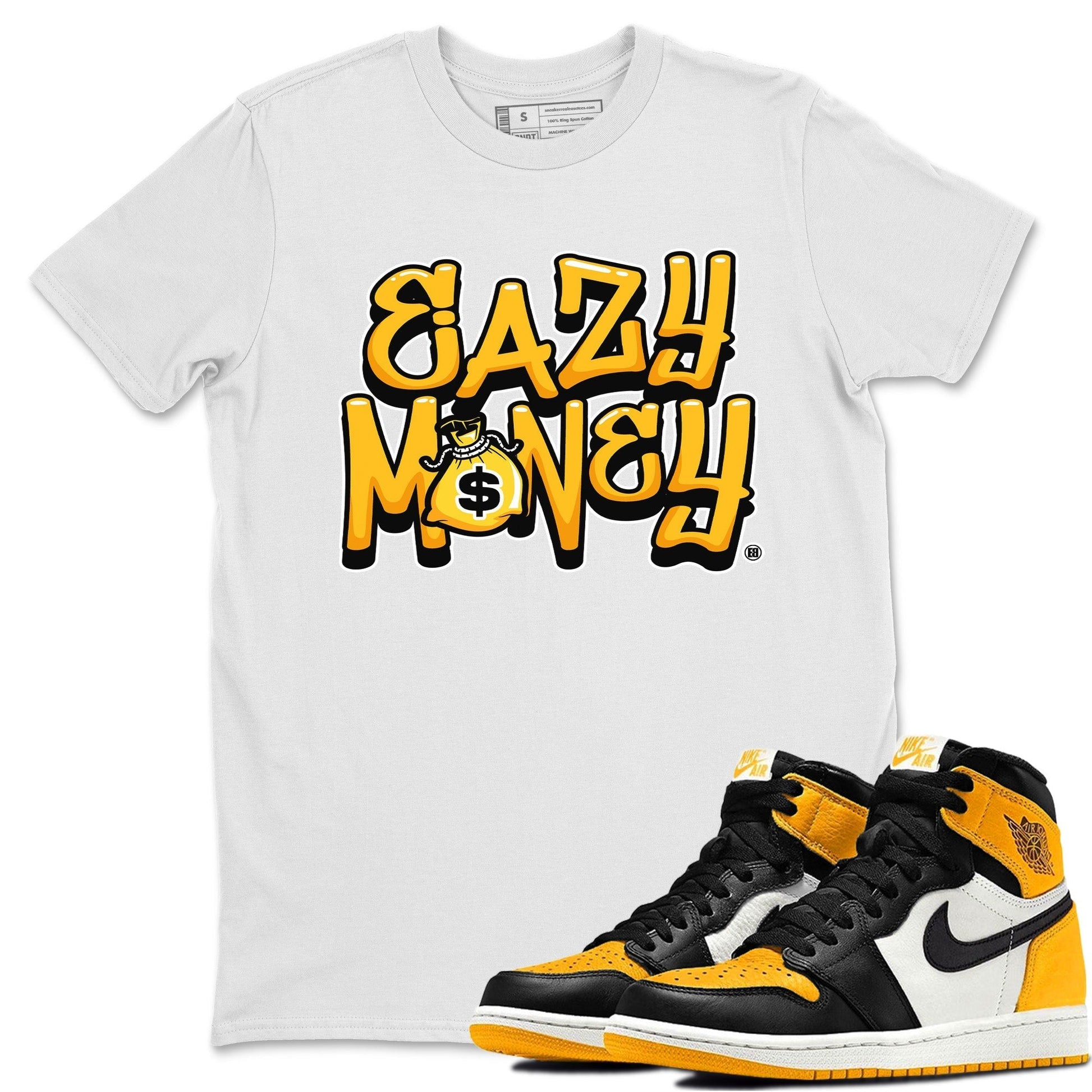 Jordan 1 Yellow Toe Sneaker Match Tees Easy Money Sneaker Tees Jordan 1 Yellow Toe Sneaker Release Tees Unisex Shirts