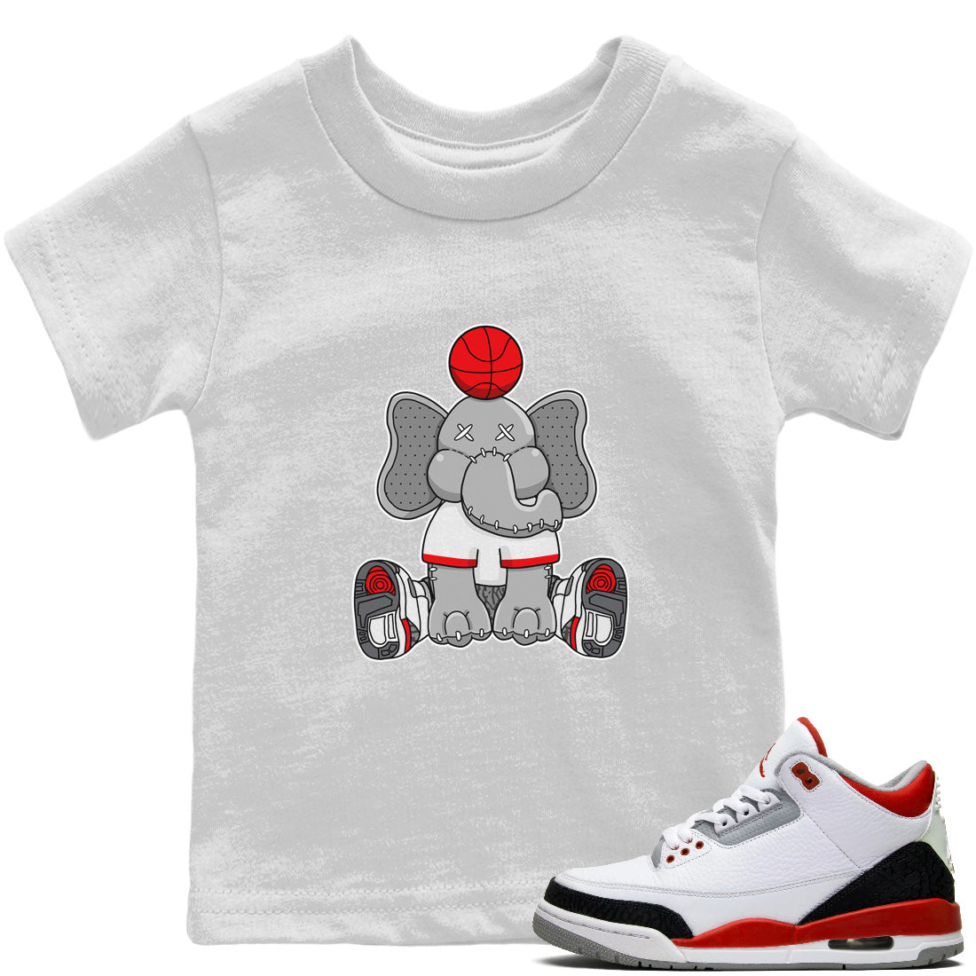 Jordan 3 Fire Red Sneaker Match Tees Elephant Doll Sneaker Tees Jordan 3 Fire Red Sneaker Release Tees Kids Shirts