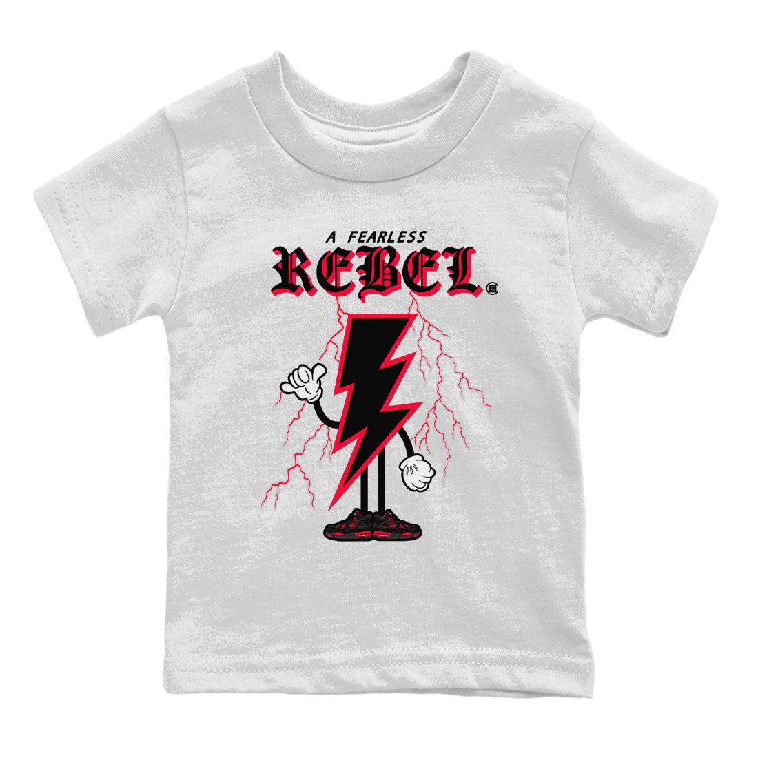 Air Jordan 4 Red Thunder Sneaker Match Tees Fearless Rebel Sneaker Tees Jordan 4 Retro Red Thunder Sneaker Release Tees Kids Shirts White 2
