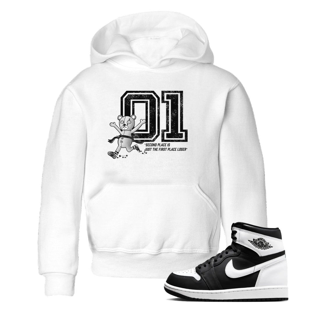 1s Black White shirt to match jordans First Place Winner sneaker tees Air Jordan 1 Retro Black White SNRT sneaker release tees baby toddler White 1 cotton Shirt