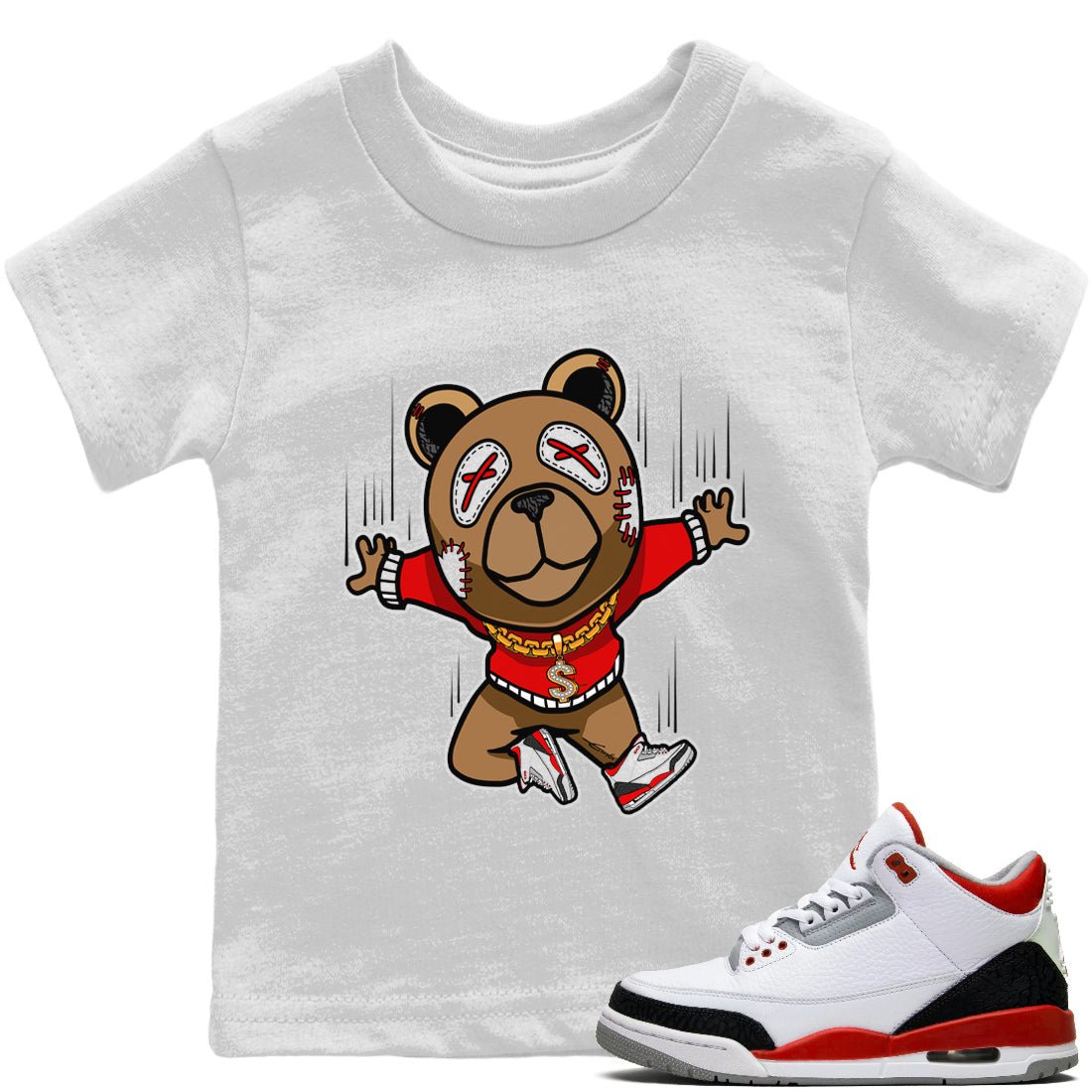 Jordan 3 Fire Red Sneaker Match Tees Flying Bear Sneaker Tees Jordan 3 Fire Red Sneaker Release Tees Kids Shirts