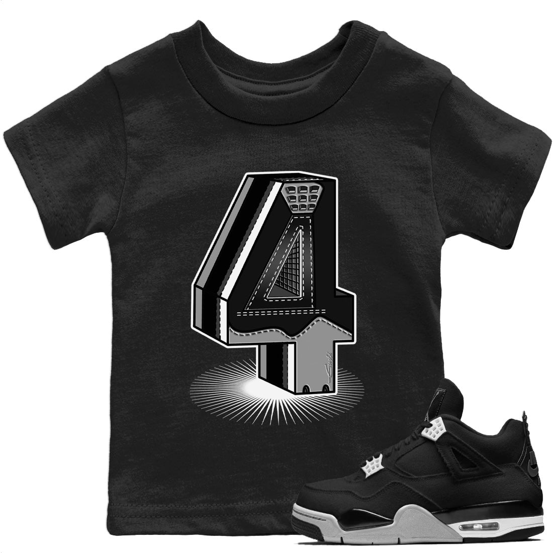 Jordan 4 Black Canvas Sneaker Match Tees Four Statue Sneaker Tees Jordan 4 Black Canvas Sneaker Release Tees Kids Shirts