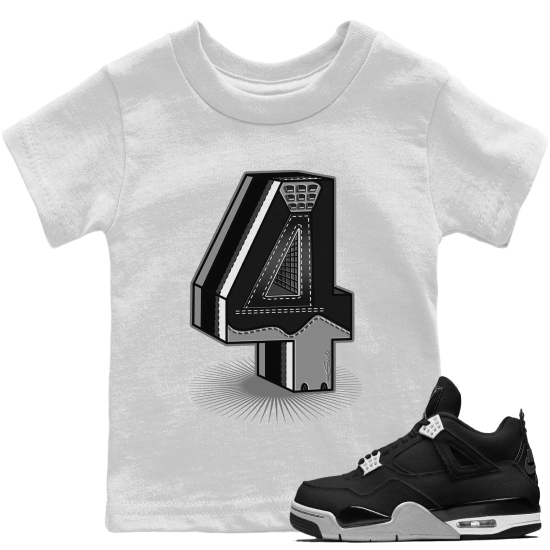 Jordan 4 Black Canvas Sneaker Match Tees Four Statue Sneaker Tees Jordan 4 Black Canvas Sneaker Release Tees Kids Shirts