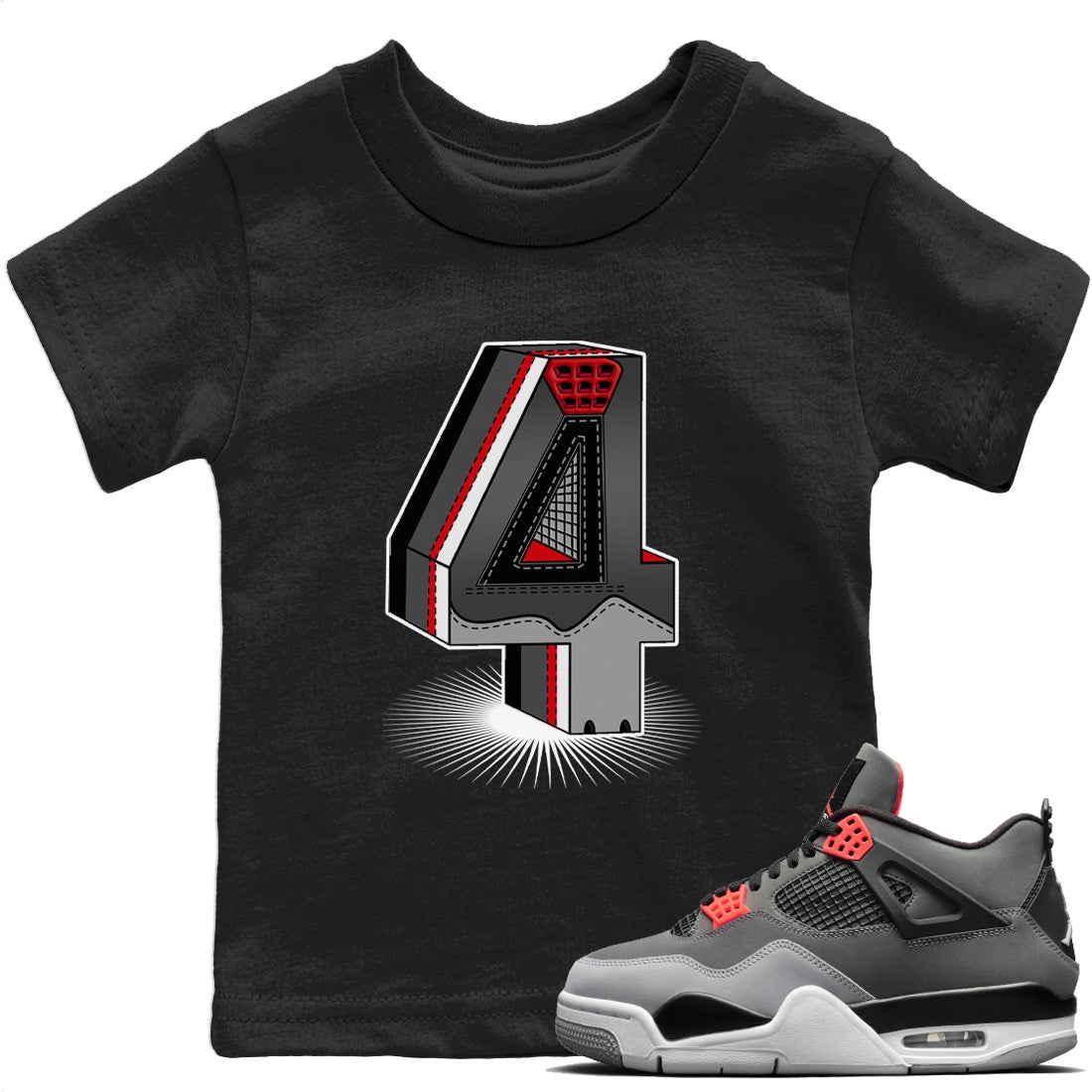 Jordan 4 Infrared Sneaker Match Tees Four Statue Sneaker Tees Jordan 4 Infrared Sneaker Release Tees Kids Shirts