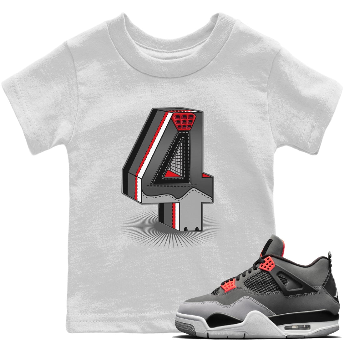Jordan 4 Infrared Sneaker Match Tees Four Statue Sneaker Tees Jordan 4 Infrared Sneaker Release Tees Kids Shirts