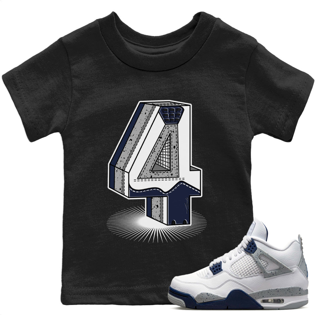 Jordan 4 Midnight Navy Sneaker Match Tees Four Statue Sneaker Tees Jordan 4 Midnight Navy Sneaker Release Tees Kids Shirts