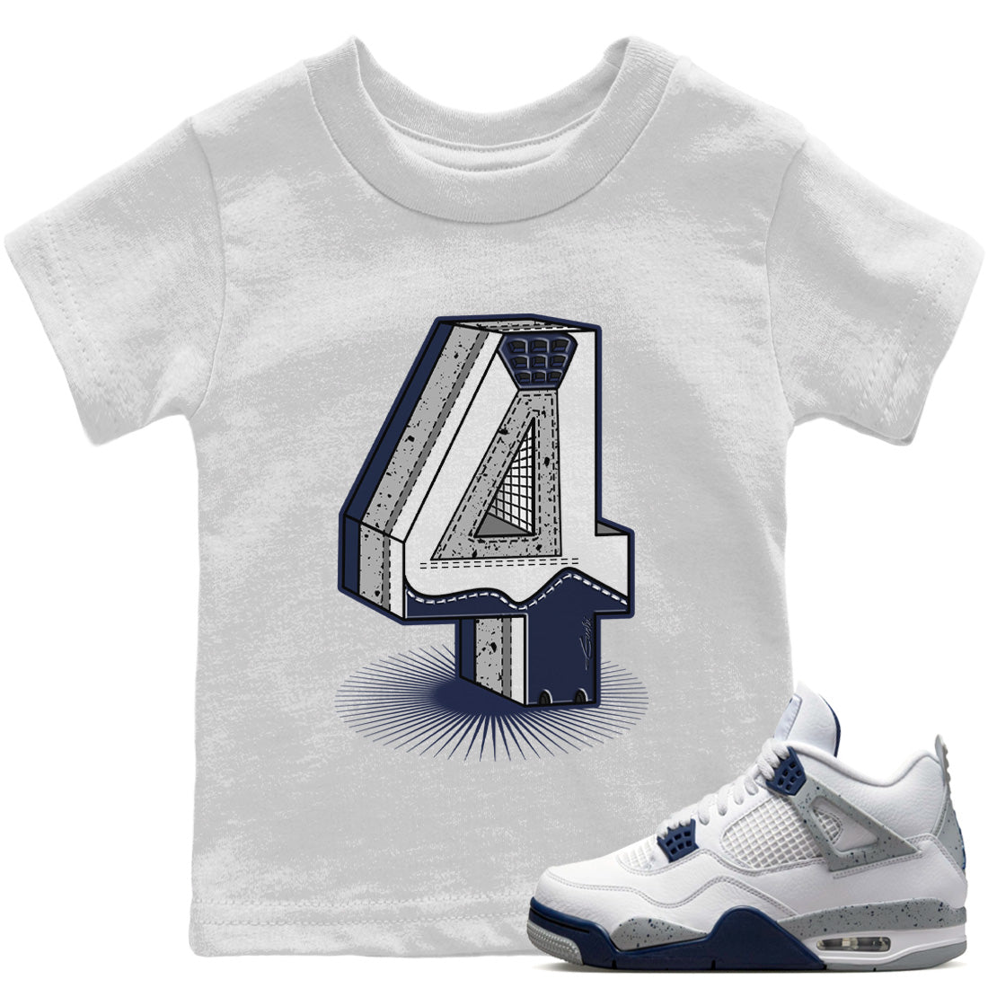 Jordan 4 Midnight Navy Sneaker Match Tees Four Statue Sneaker Tees Jordan 4 Midnight Navy Sneaker Release Tees Kids Shirts