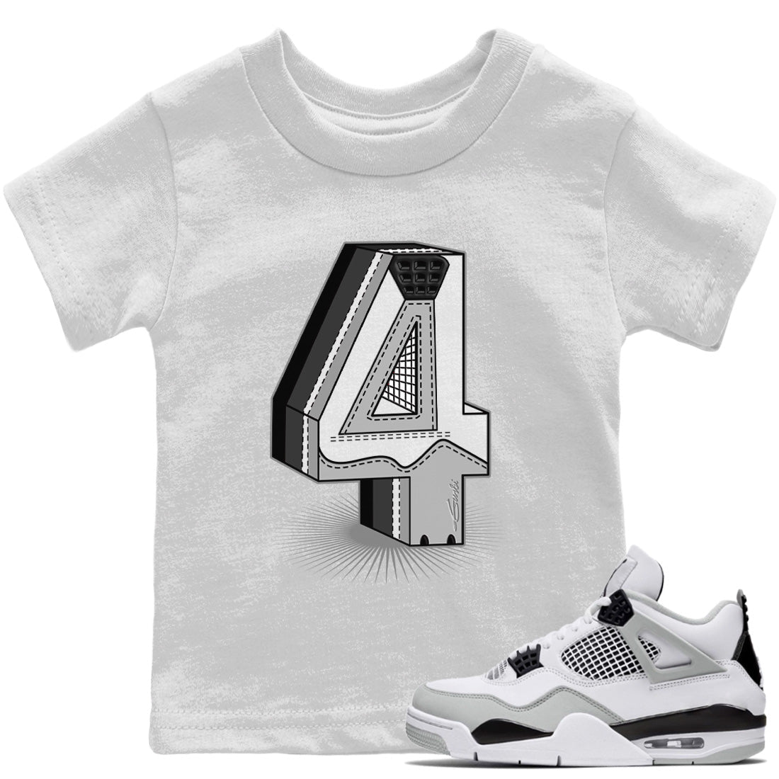 Jordan 4 Military Black Sneaker Match Tees Four Statue Sneaker Tees Jordan 4 Military Black Sneaker Release Tees Kids Shirts