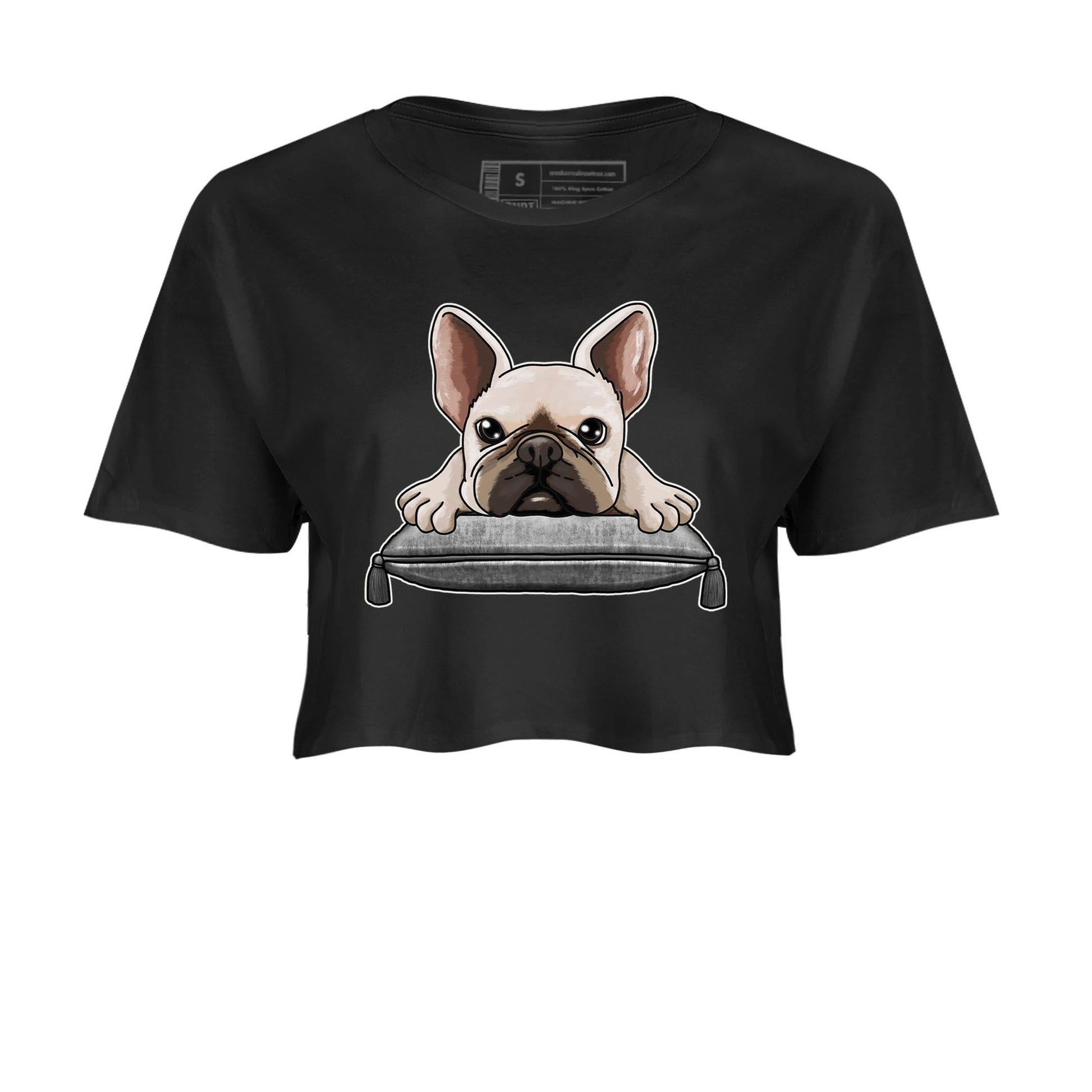 AJ4 Frozen Moments shirt to match jordans French Bulldog sneaker tees Crew Neck AJ4 Frozen Moments SNRT Sneaker Release Tees Black 2 Crop T-Shirt