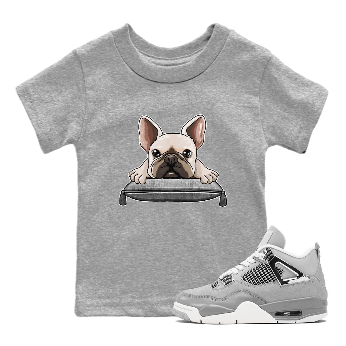 AJ4 Frozen Moments shirt to match jordans French Bulldog sneaker tees Crew Neck AJ4 Frozen Moments SNRT Sneaker Release Tees Baby Toddler Heather Grey 1 T-Shirt