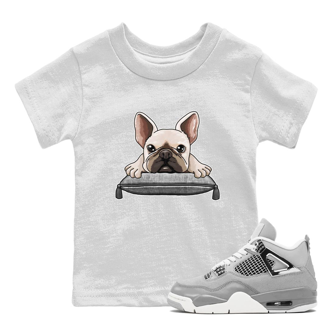 AJ4 Frozen Moments shirt to match jordans French Bulldog sneaker tees Crew Neck AJ4 Frozen Moments SNRT Sneaker Release Tees Baby Toddler White 1 T-Shirt