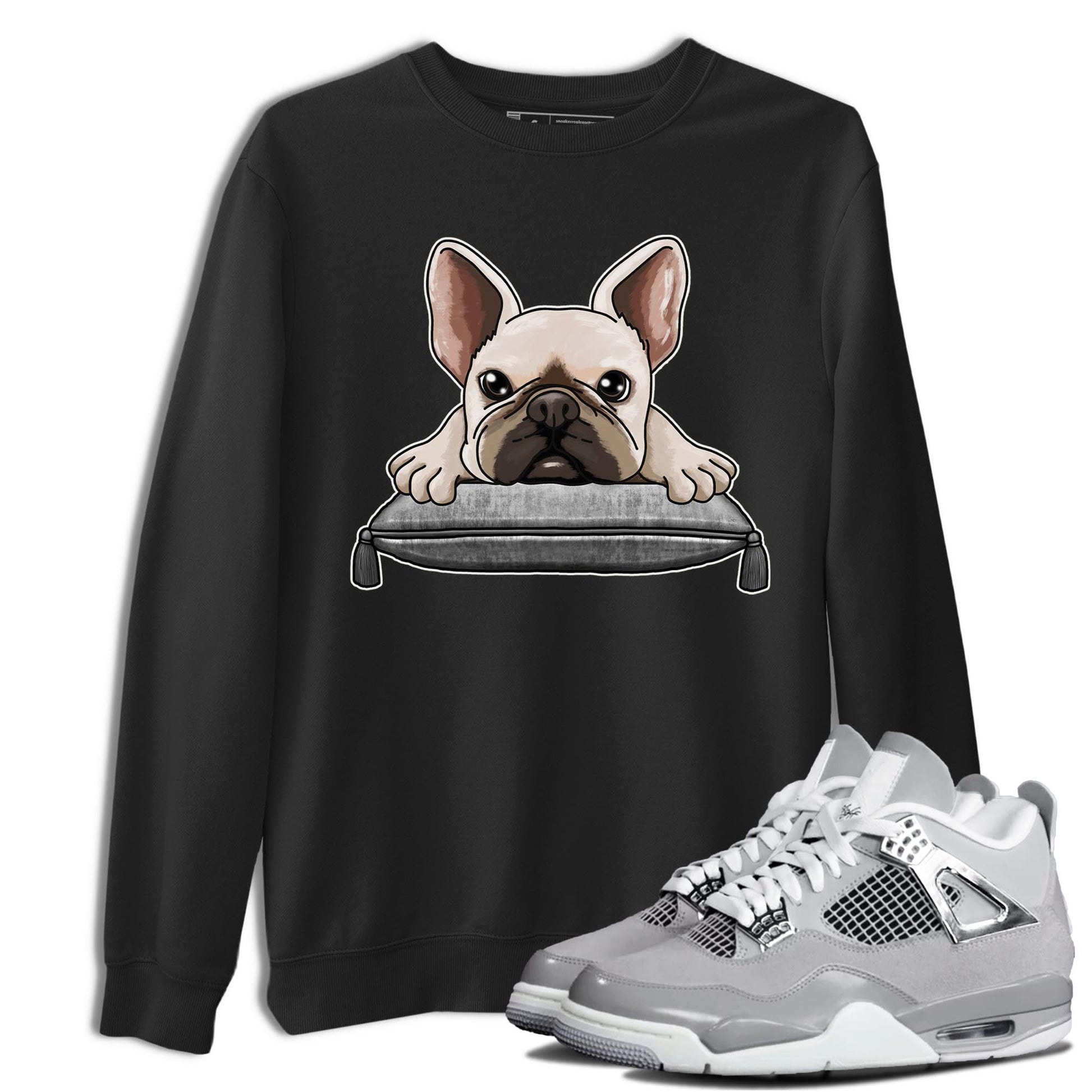 AJ4 Frozen Moments shirt to match jordans French Bulldog sneaker tees Crew Neck AJ4 Frozen Moments SNRT Sneaker Release Tees Unisex Casual Shirts Black 1 T-Shirt