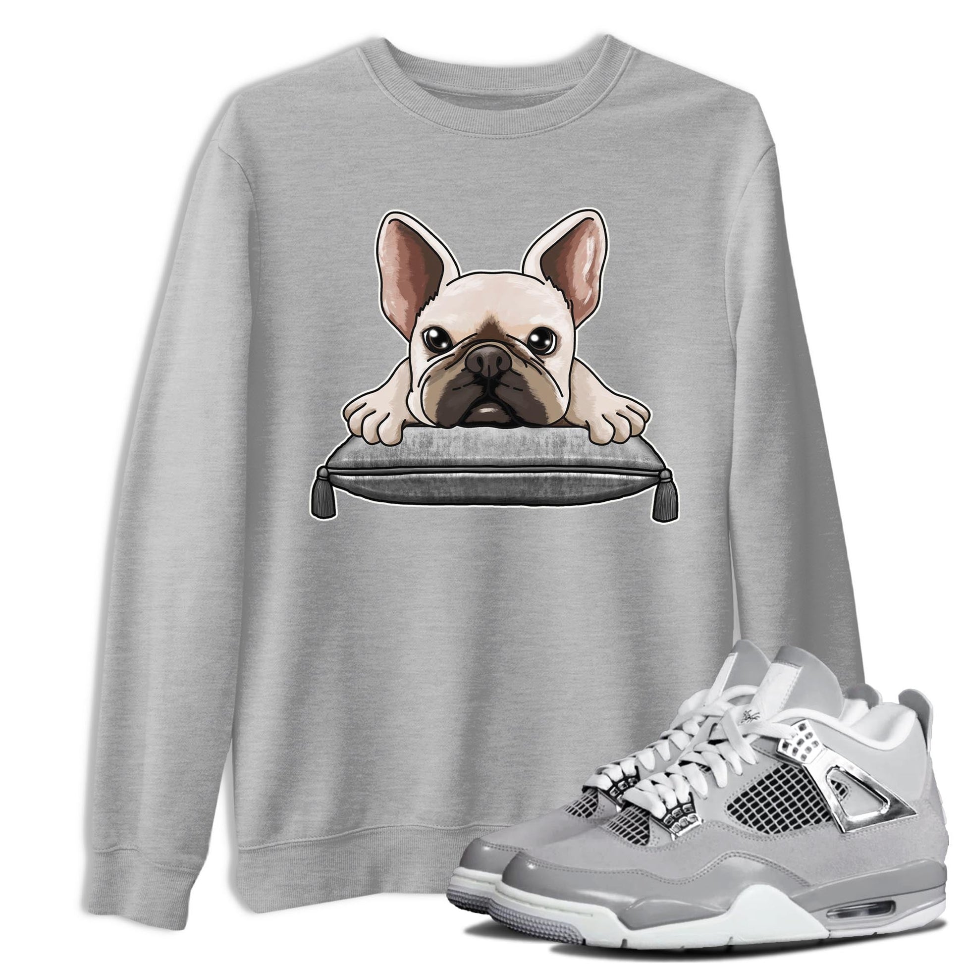 AJ4 Frozen Moments shirt to match jordans French Bulldog sneaker tees Crew Neck AJ4 Frozen Moments SNRT Sneaker Release Tees Unisex Casual Shirts Heather Grey 1 T-Shirt