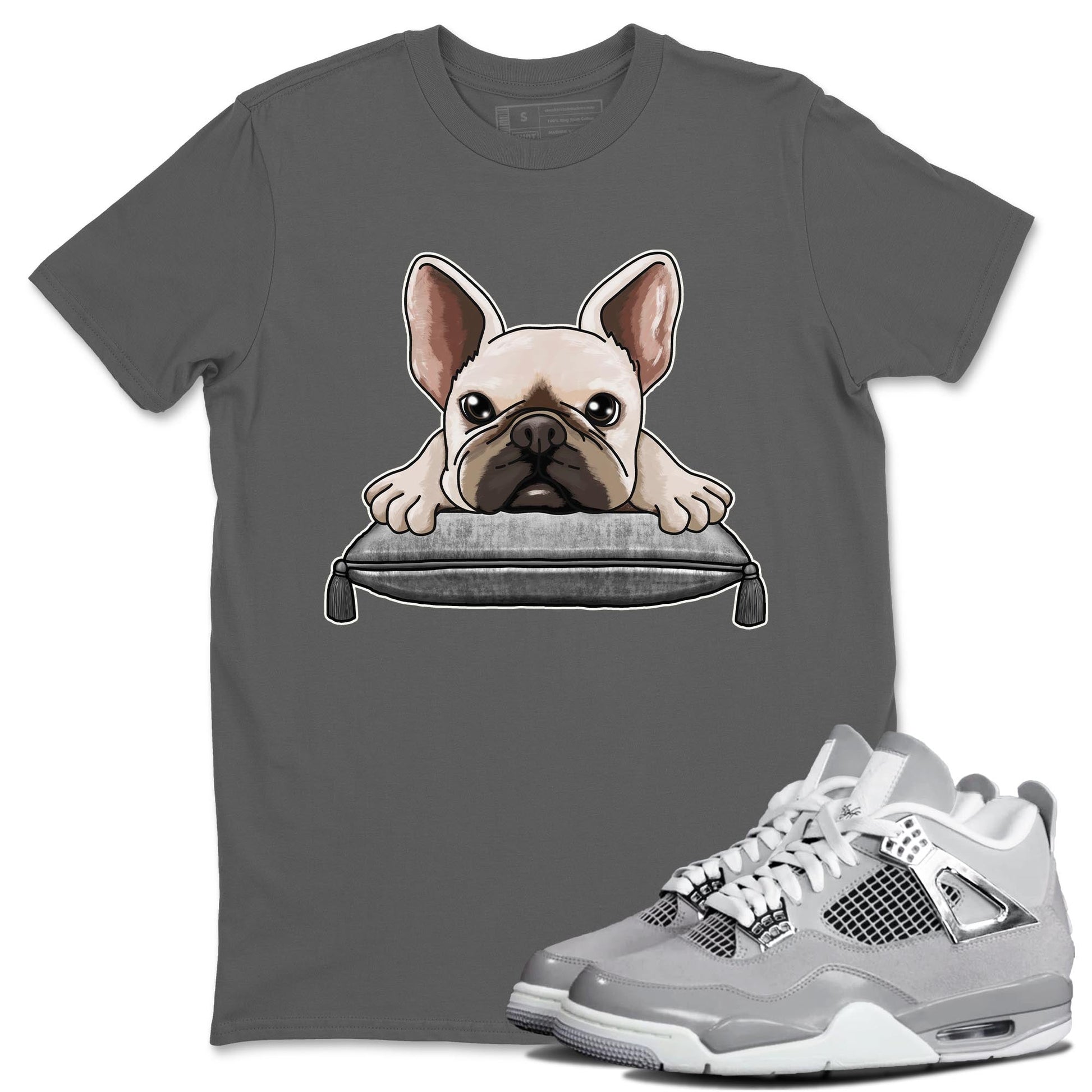 AJ4 Frozen Moments shirt to match jordans French Bulldog sneaker tees Crew Neck AJ4 Frozen Moments SNRT Sneaker Release Tees Unisex Casual Shirts Cool Grey 1 T-Shirt