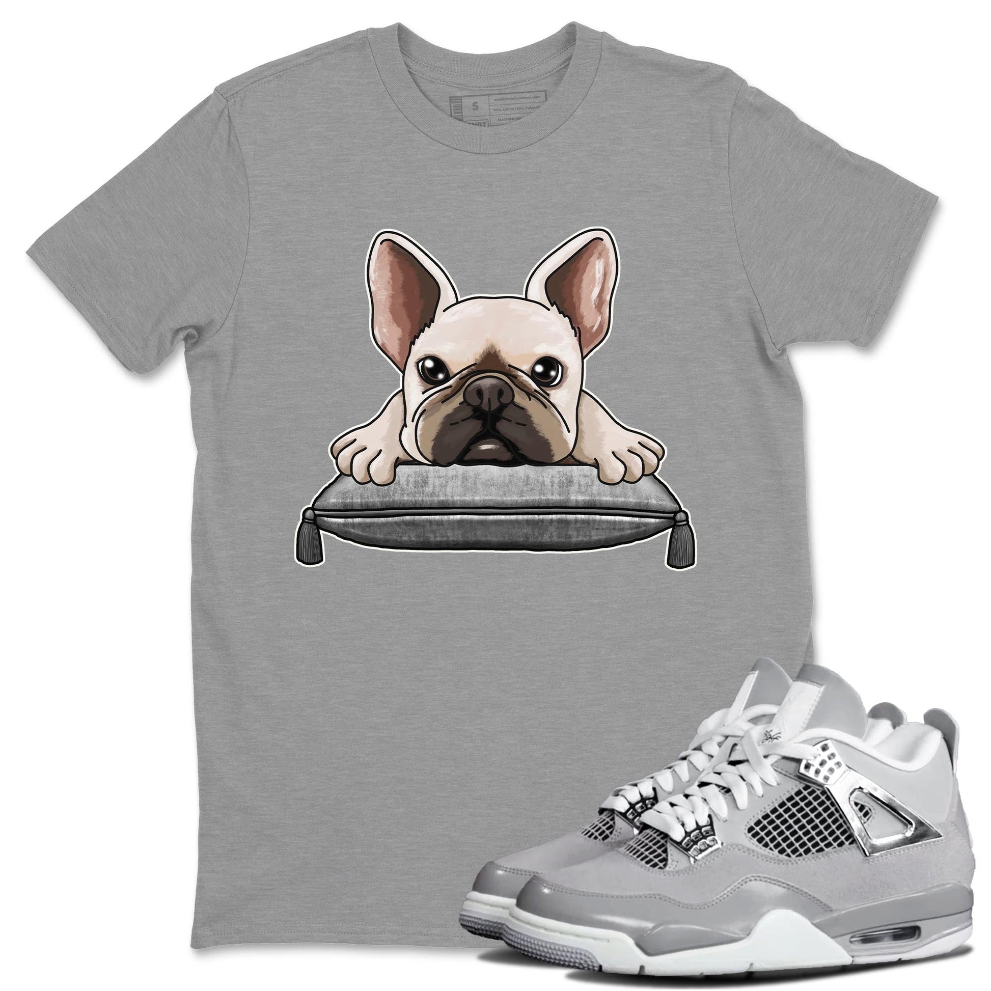 AJ4 Frozen Moments shirt to match jordans French Bulldog sneaker tees Crew Neck AJ4 Frozen Moments SNRT Sneaker Release Tees Unisex Casual Shirts Heather Grey 1 T-Shirt