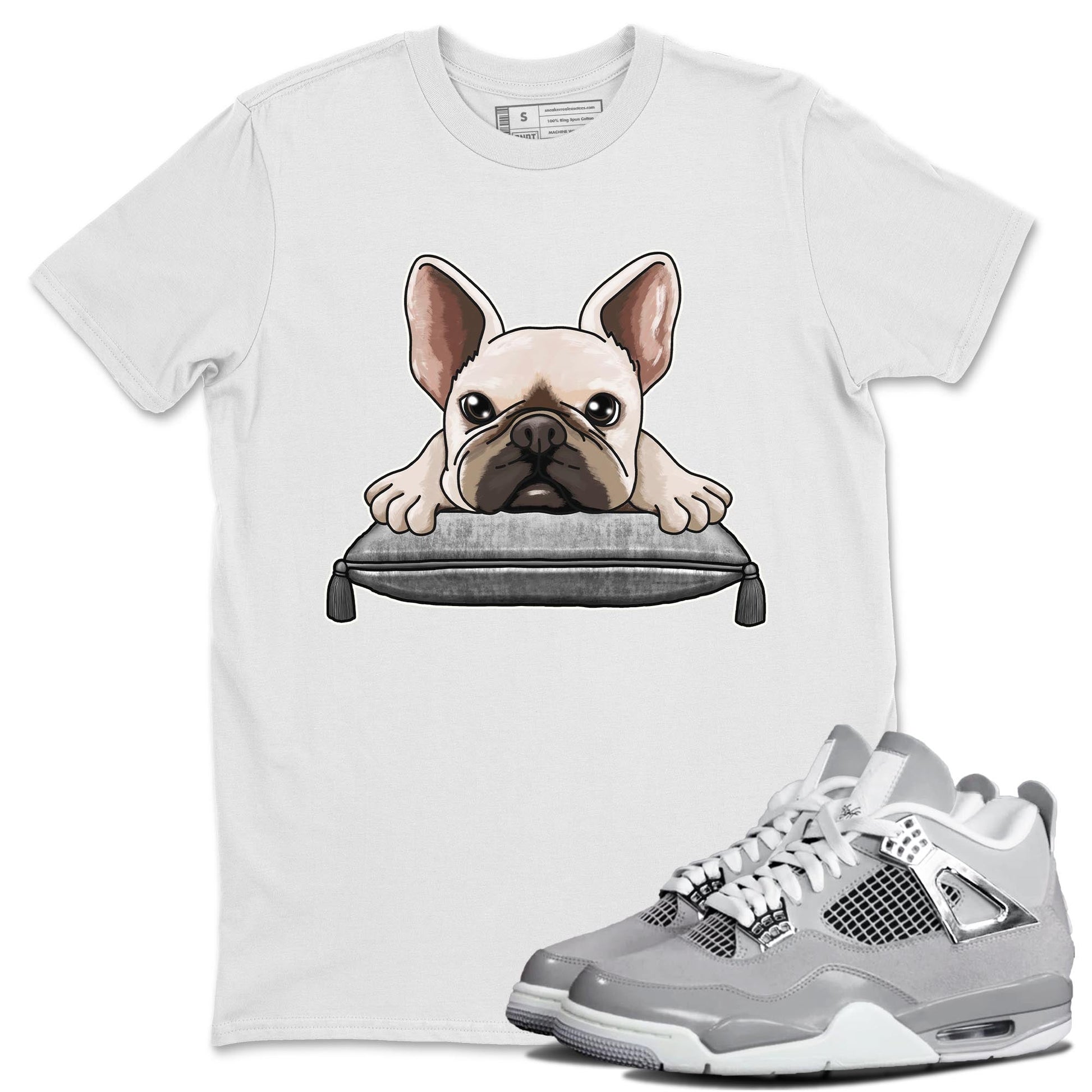 AJ4 Frozen Moments shirt to match jordans French Bulldog sneaker tees Crew Neck AJ4 Frozen Moments SNRT Sneaker Release Tees Unisex Casual Shirts White 1 T-Shirt