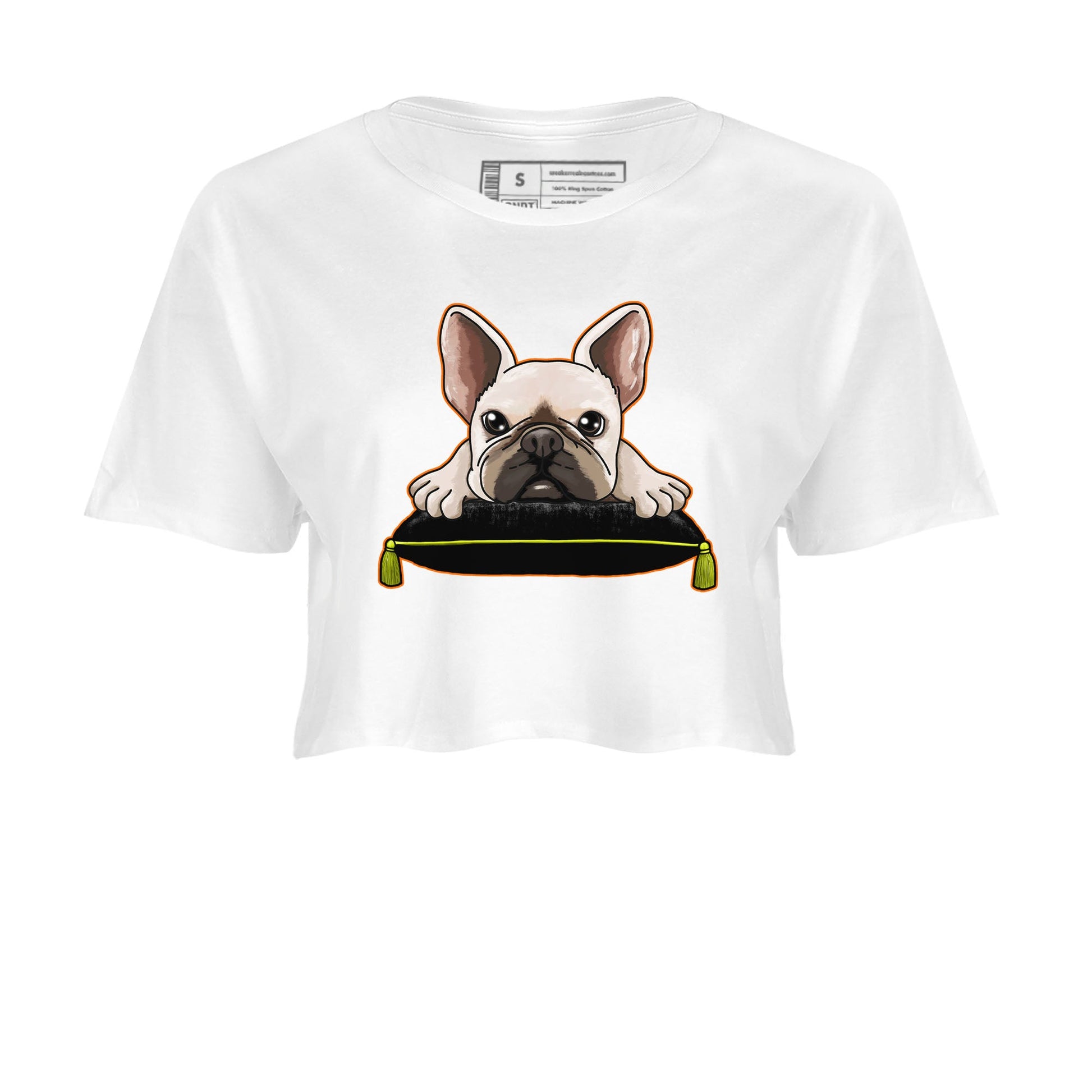 Dunk Mid Premium shirt to match jordans French Bulldog sneaker tees Dunk Mid Halloween SNRT Sneaker Tees Sneaker Matching Clothing Brand White 2 Crop T-Shirt